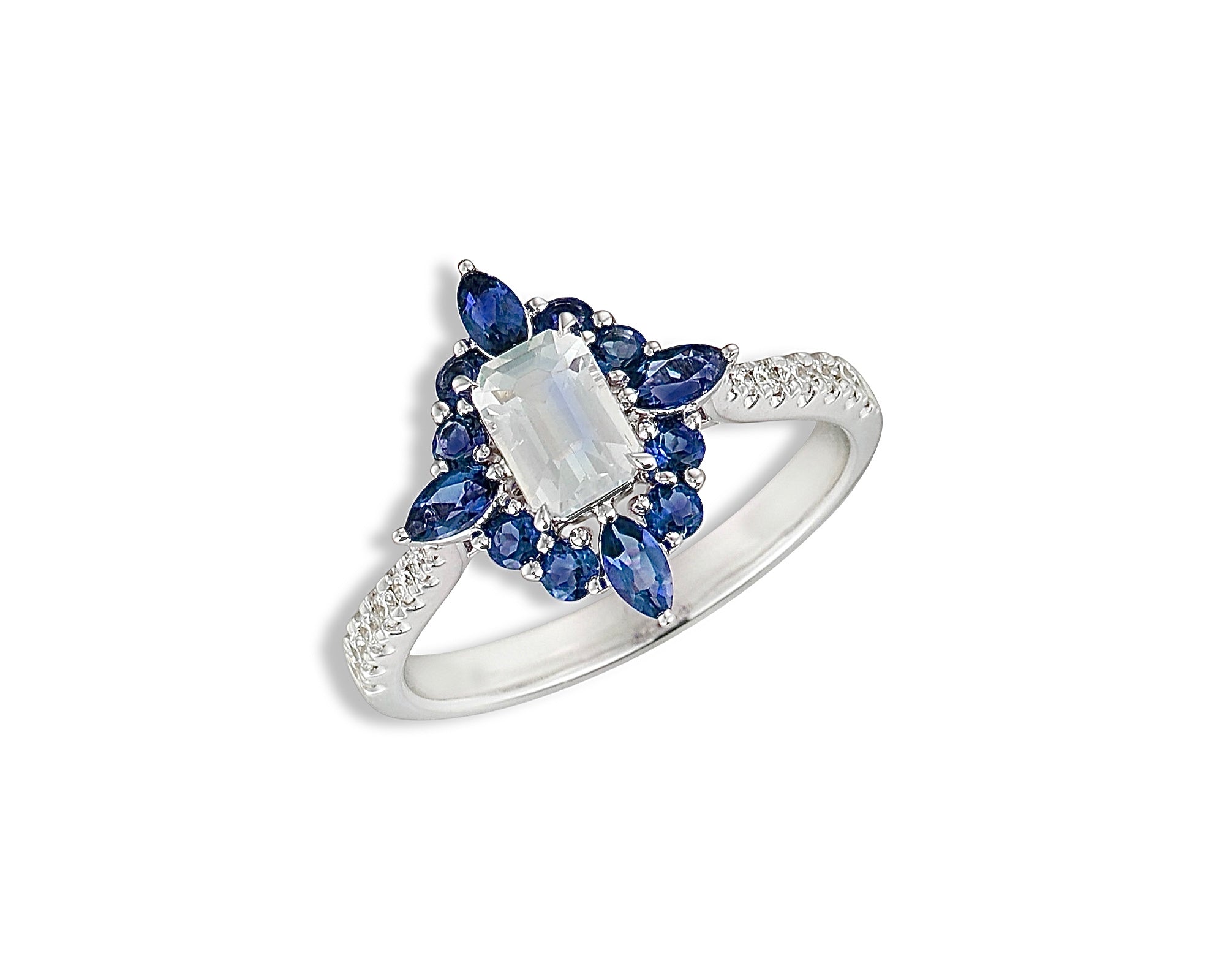Blue Sapphire Moonstone Ring