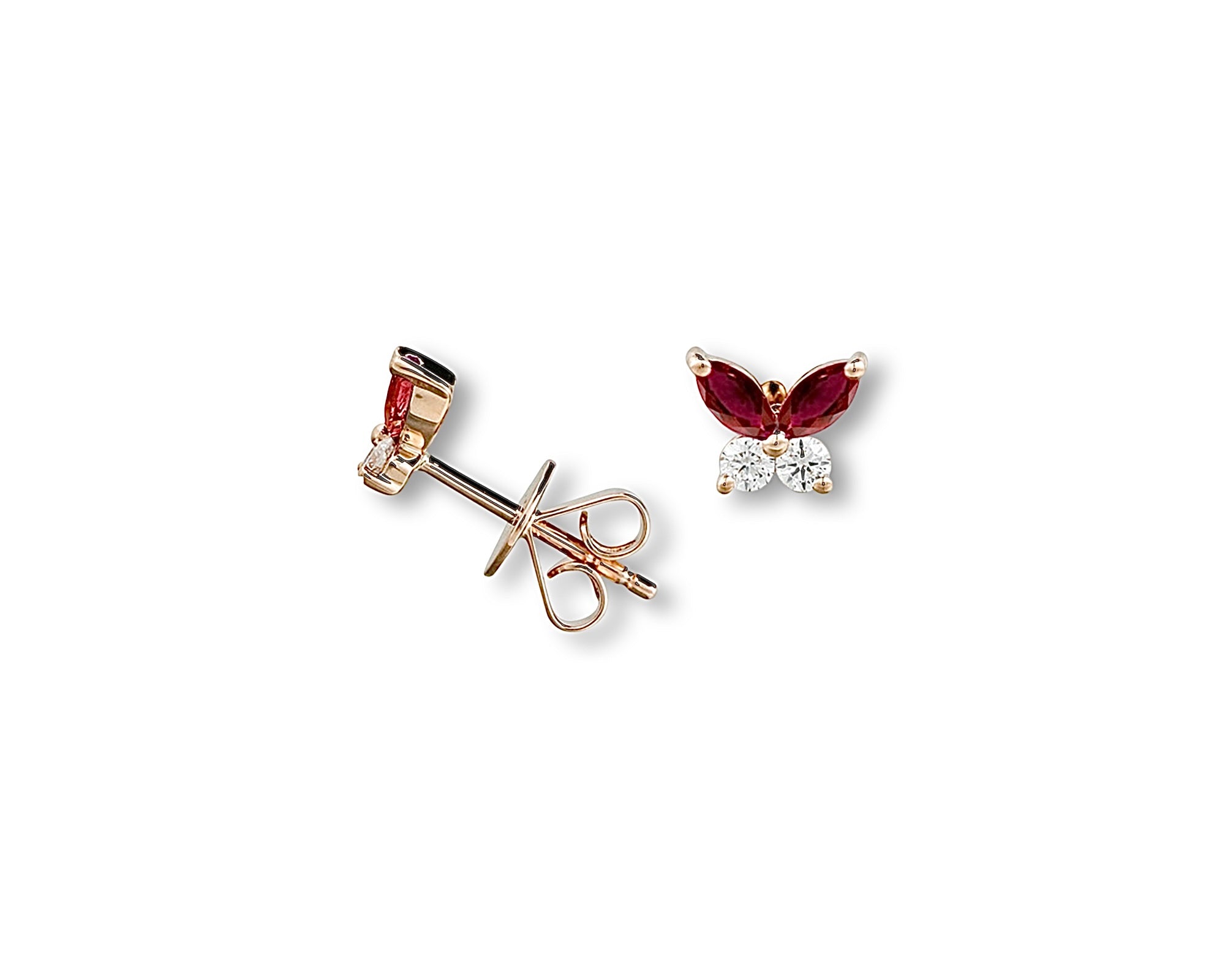 Mini Ruby Diamond Butterfly Stud