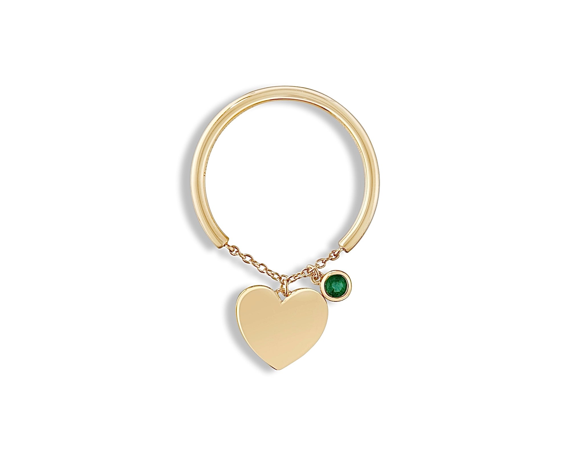 Emerald Hanging Heart Ring