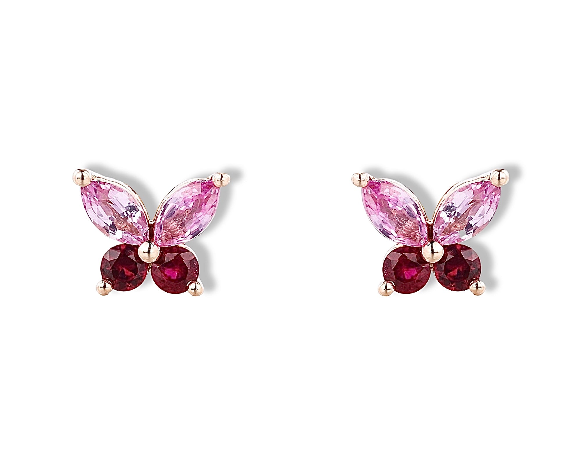 Pink Ruby Mini Butterfly Stud