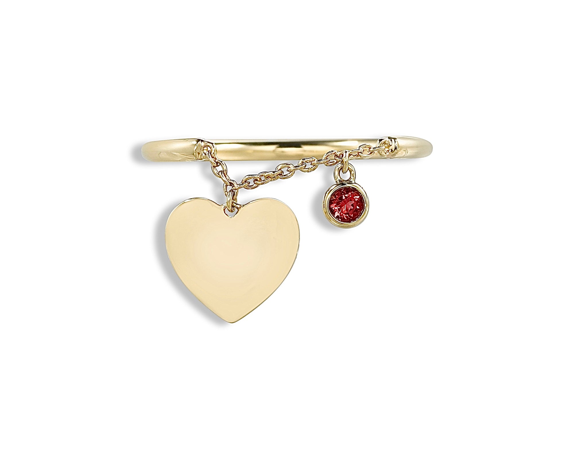 Ruby Hanging Heart Ring