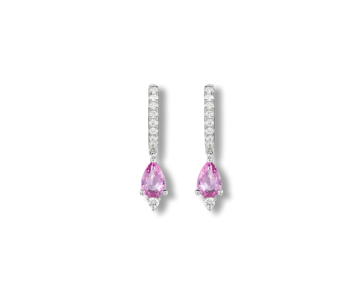 Pink Pear Hoops Earrings