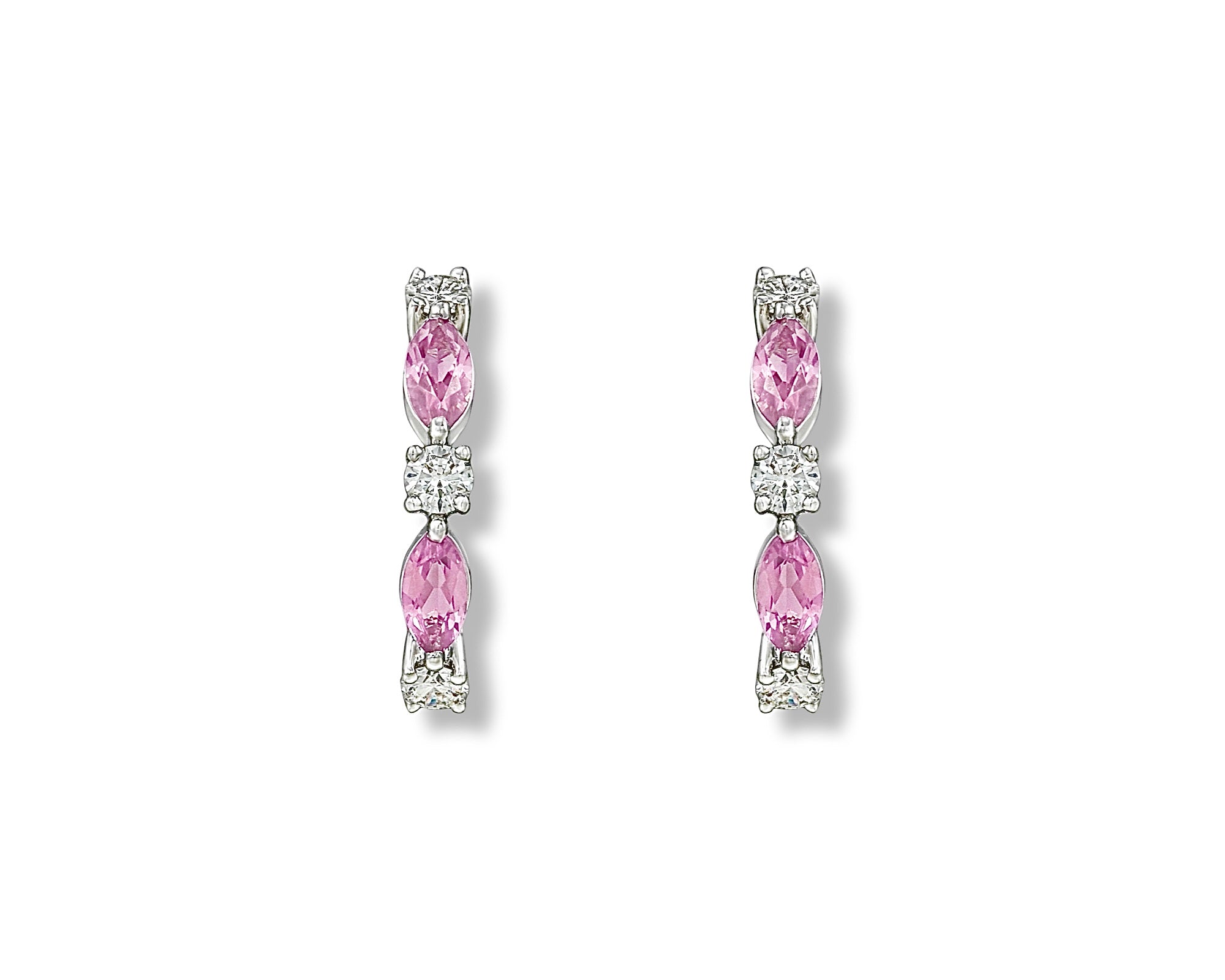 Diamond Pink Sapphire Deco Hoops