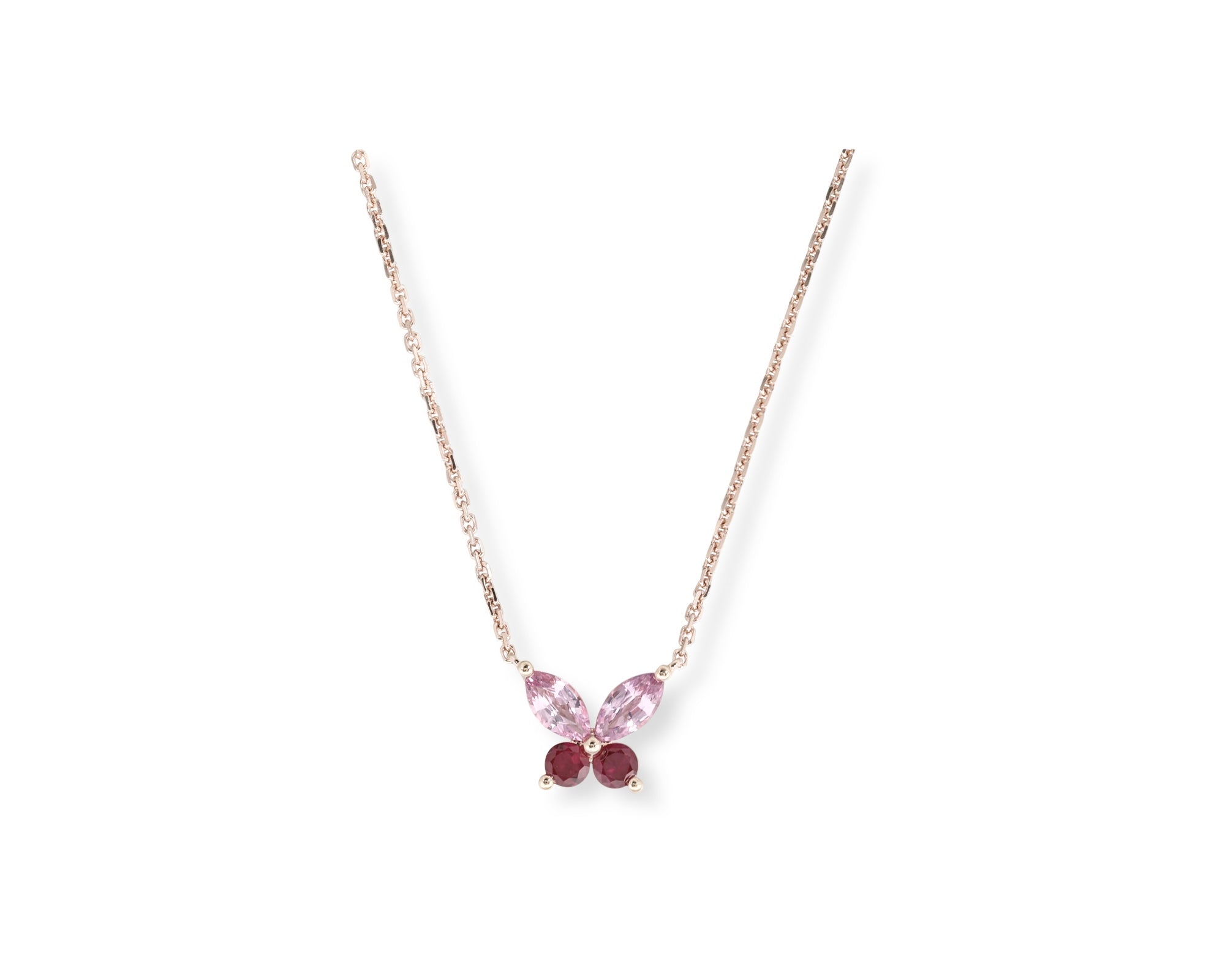 Mini Butterfly Ruby Pink Sapphire Necklace