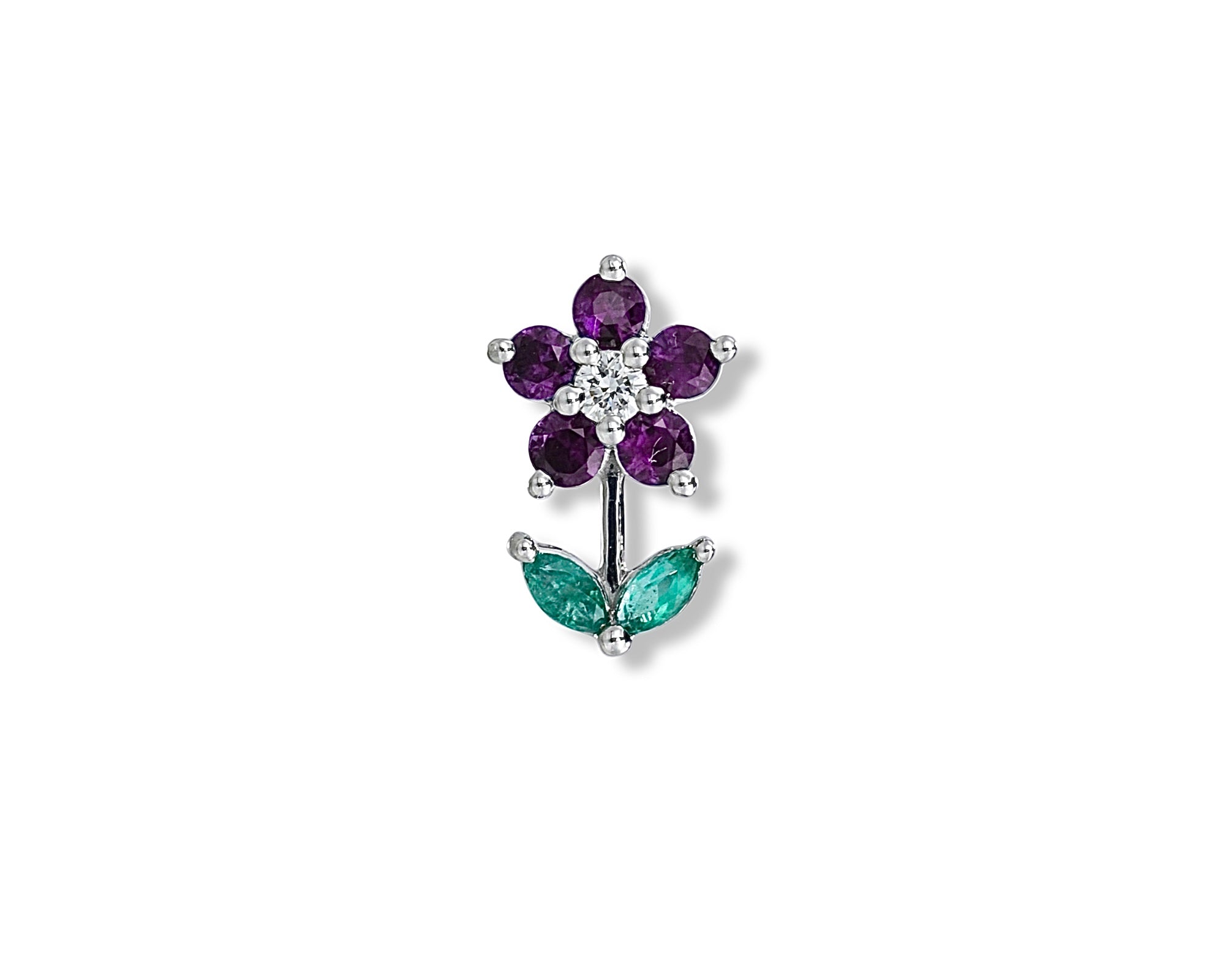 Amethyst Flower Single Stud