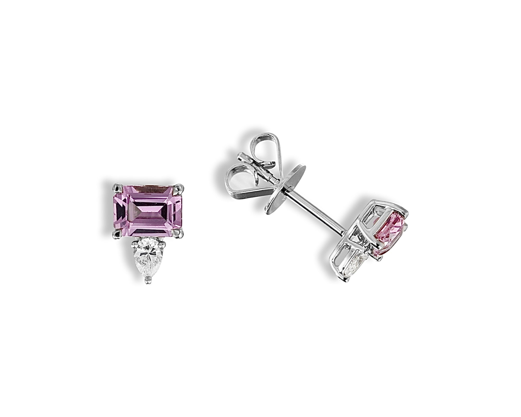 Pink Droplet Diamond Stud