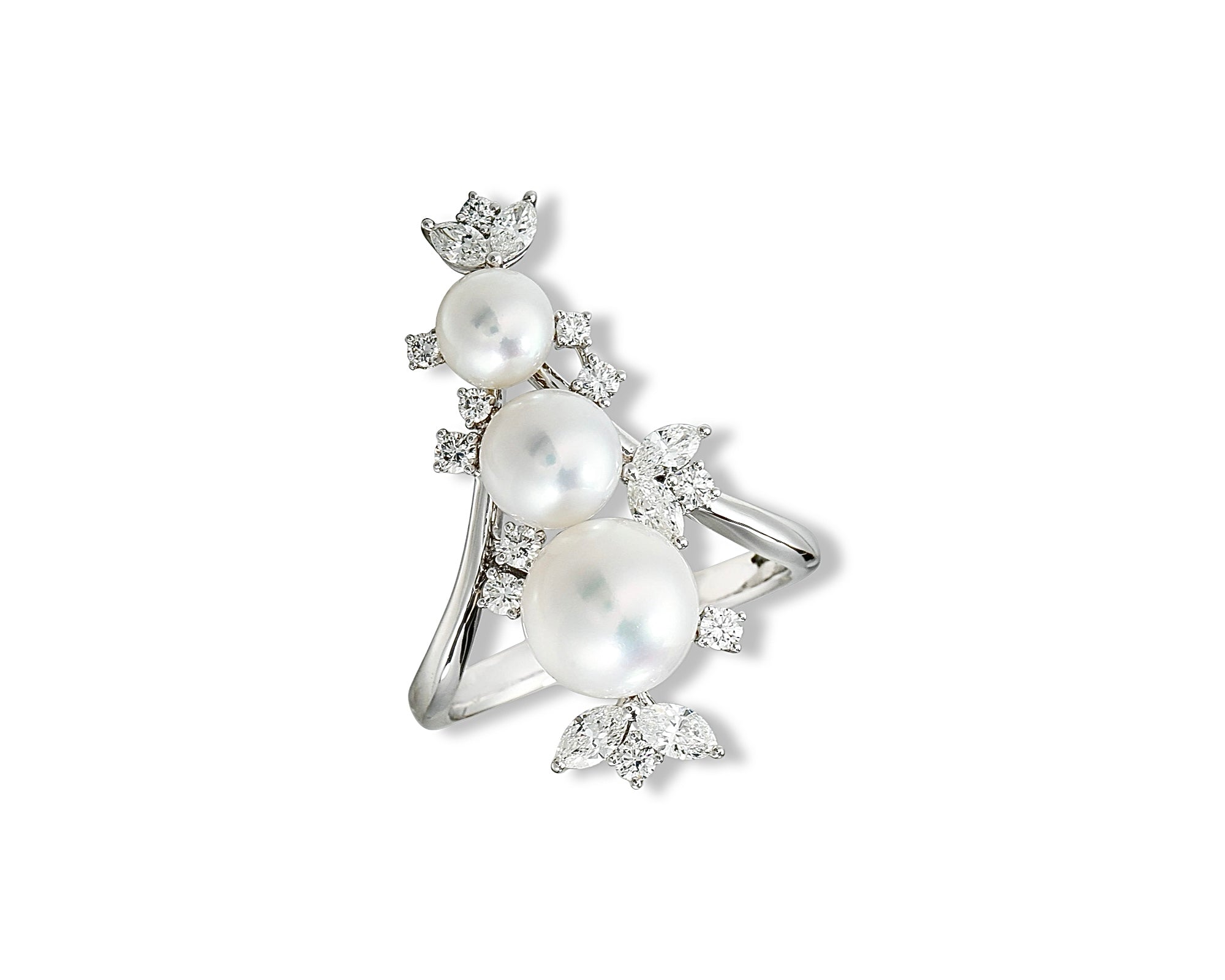 Diamond Pearl Gardenia Ring