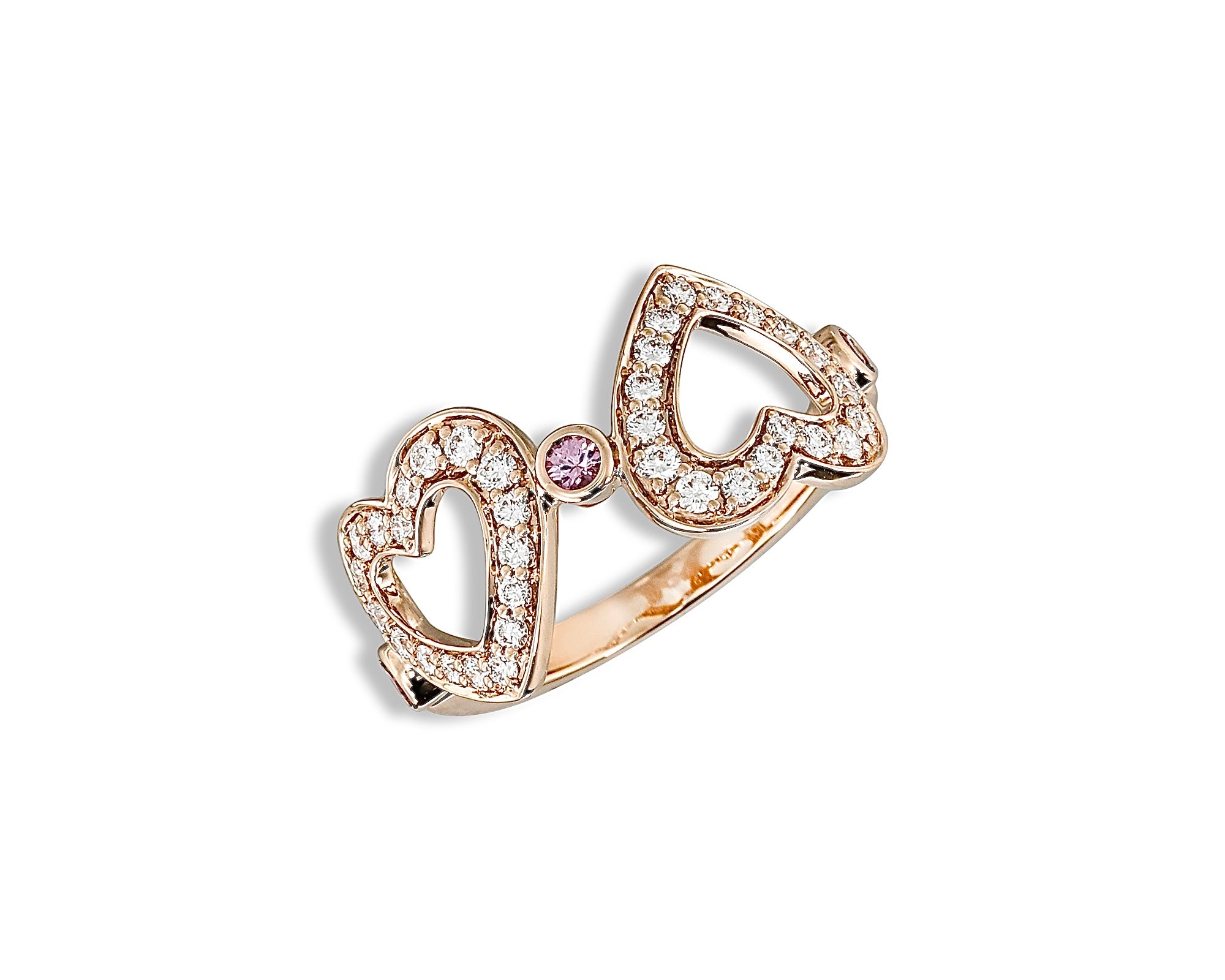 Diamond Pink Polka Dot Heart Ring