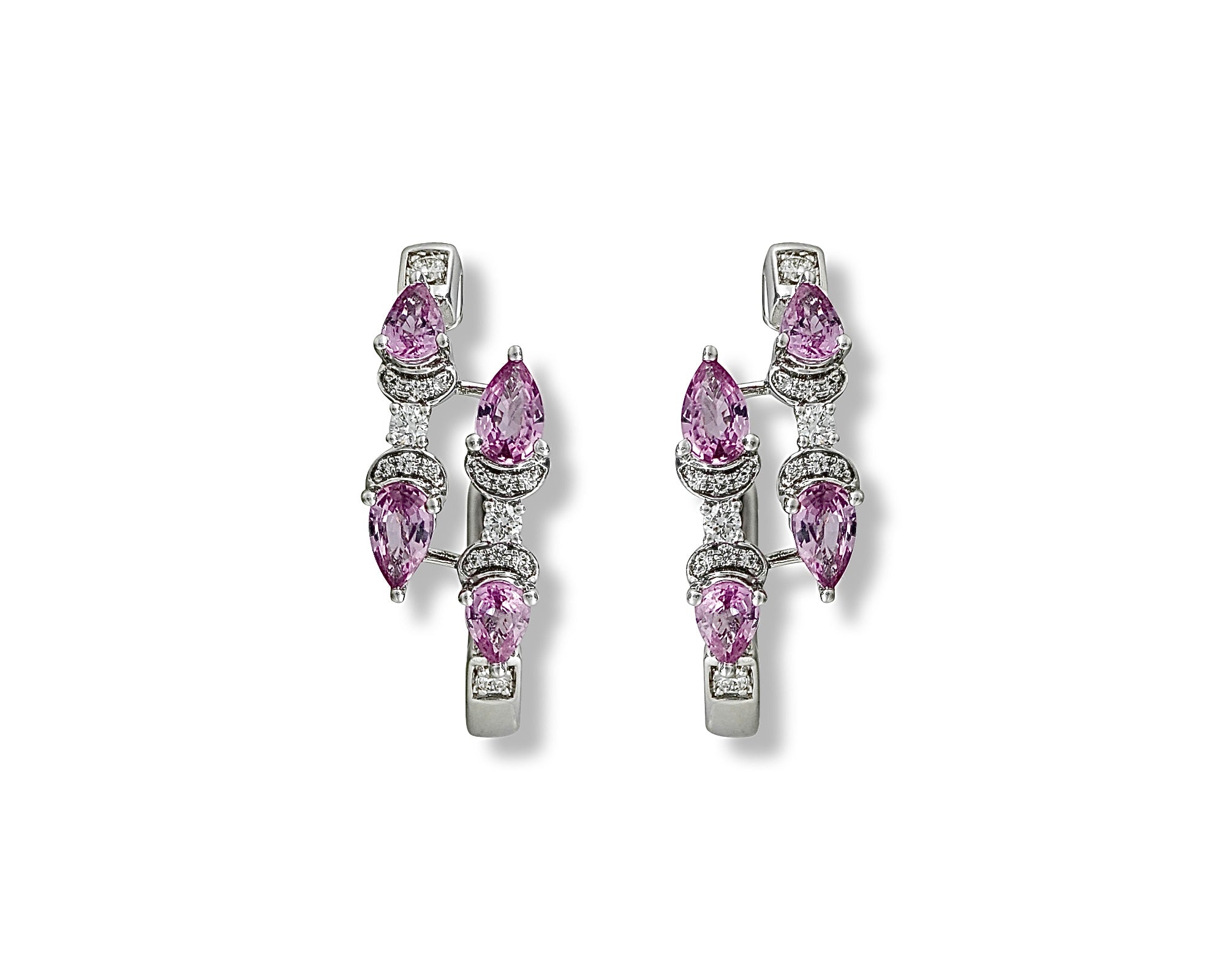 Pink Sapphire Dancing Butterfly Hoops
