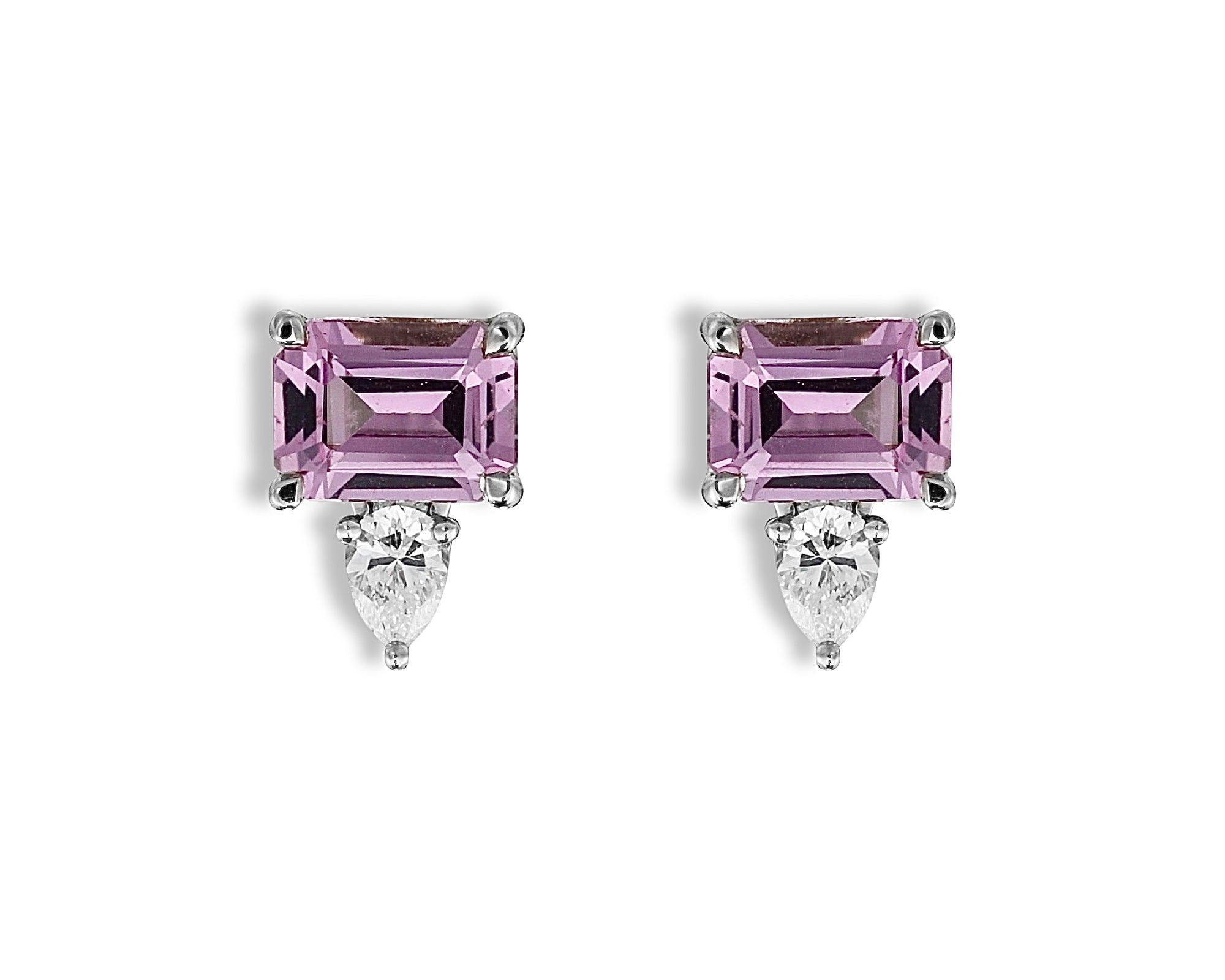 Pink Droplet Diamond Stud