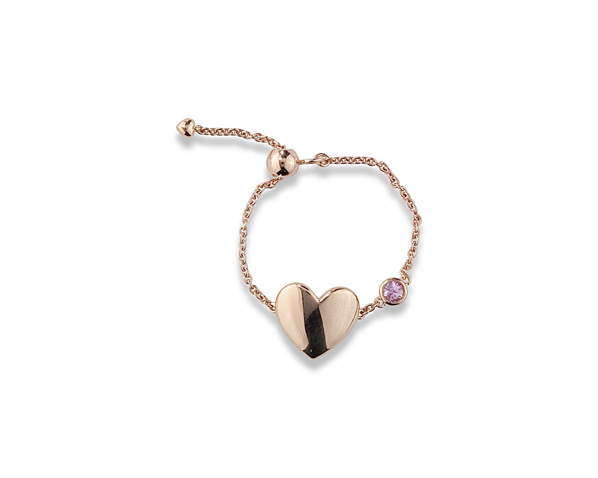 Pink Heart Chain Ring