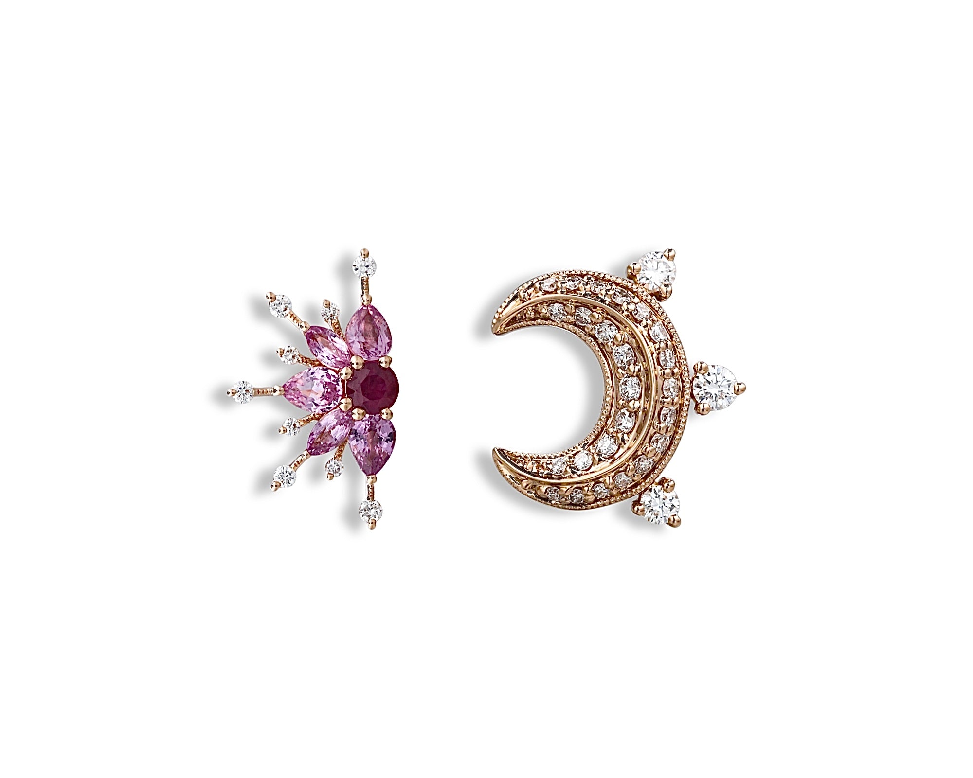 Pink Star and Moon Stud