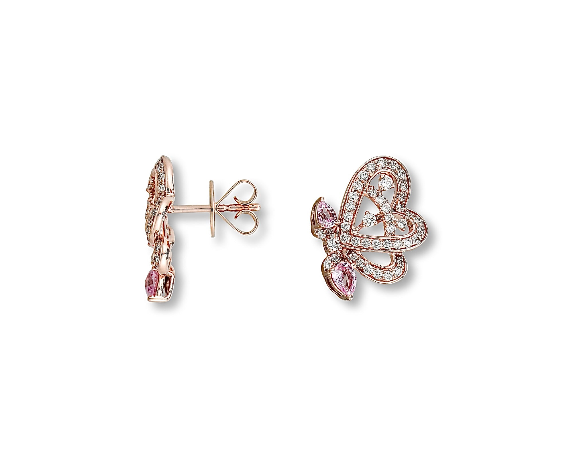 Pink Half Butterfly Bloom Stud