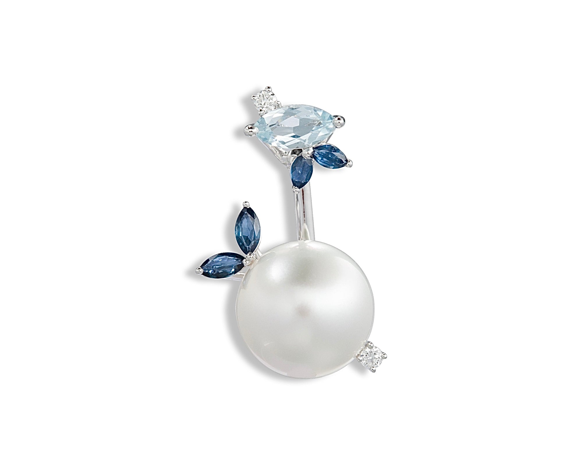 Aqua Pearl Gardenia Necklace