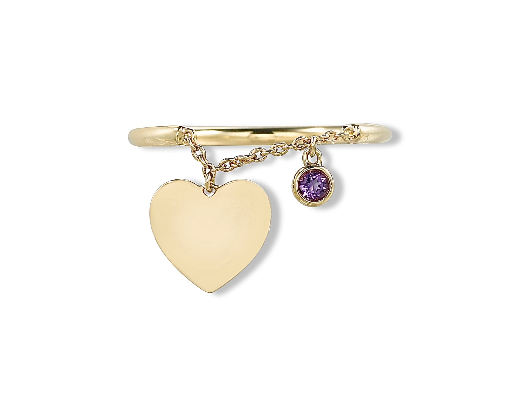 Purple Hanging Heart Ring