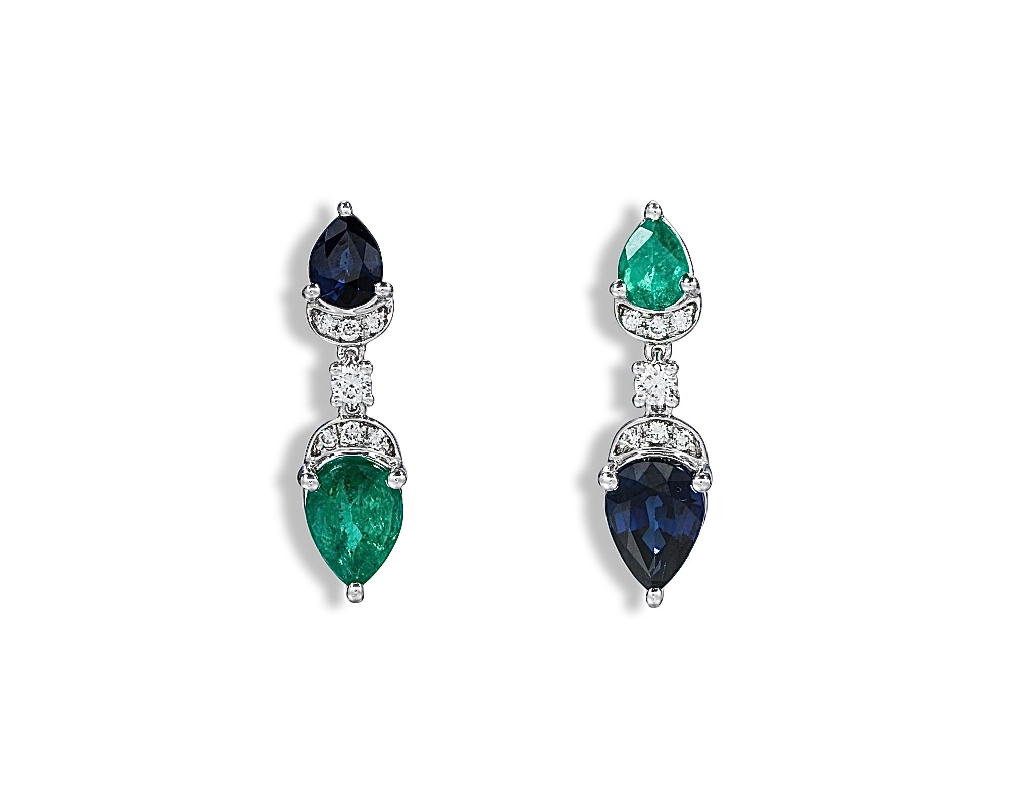 Dancing Butterflies (Blue Sapphire & Emerald) Earring