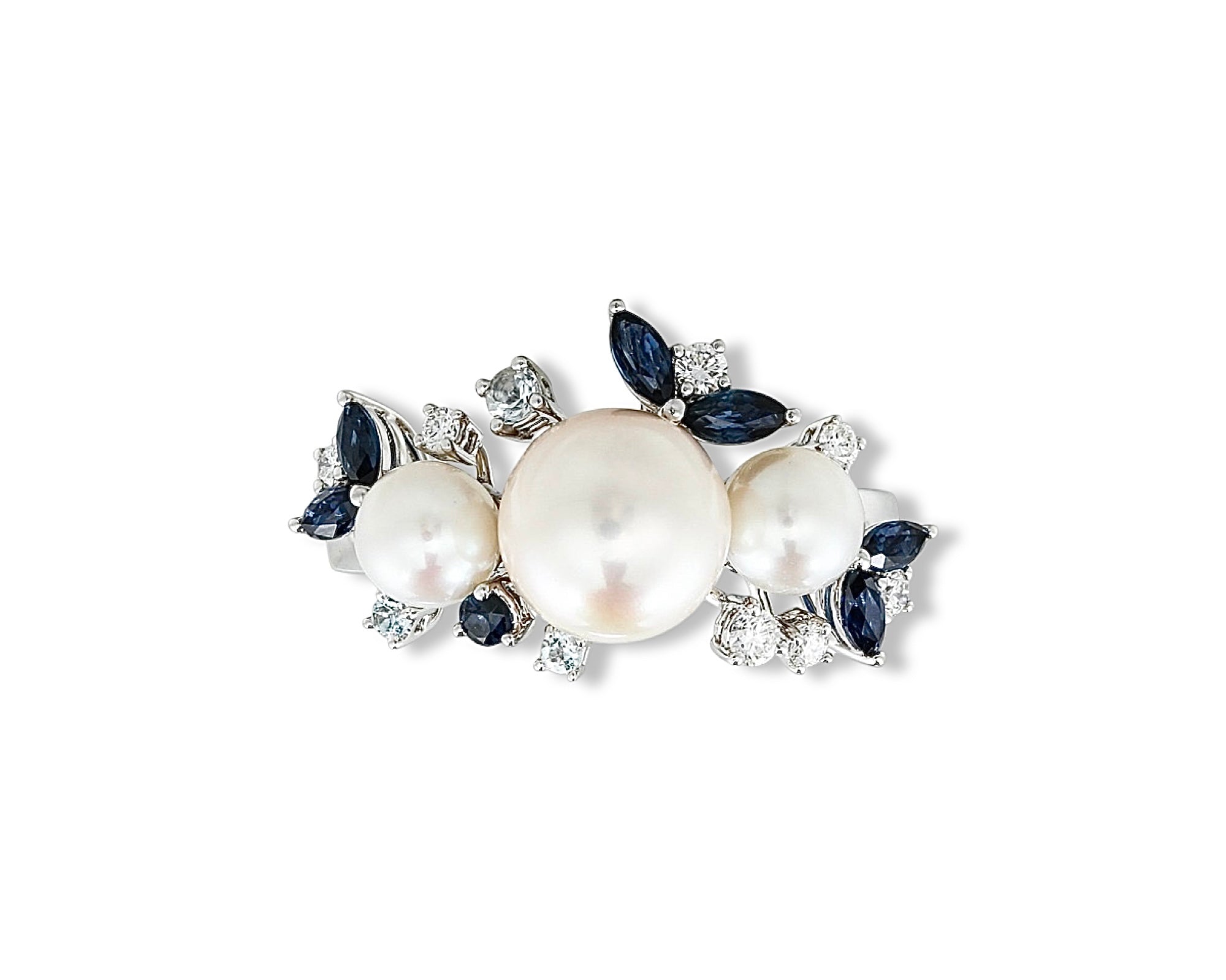 Diamond Pearl Aqua Gardenia Ring