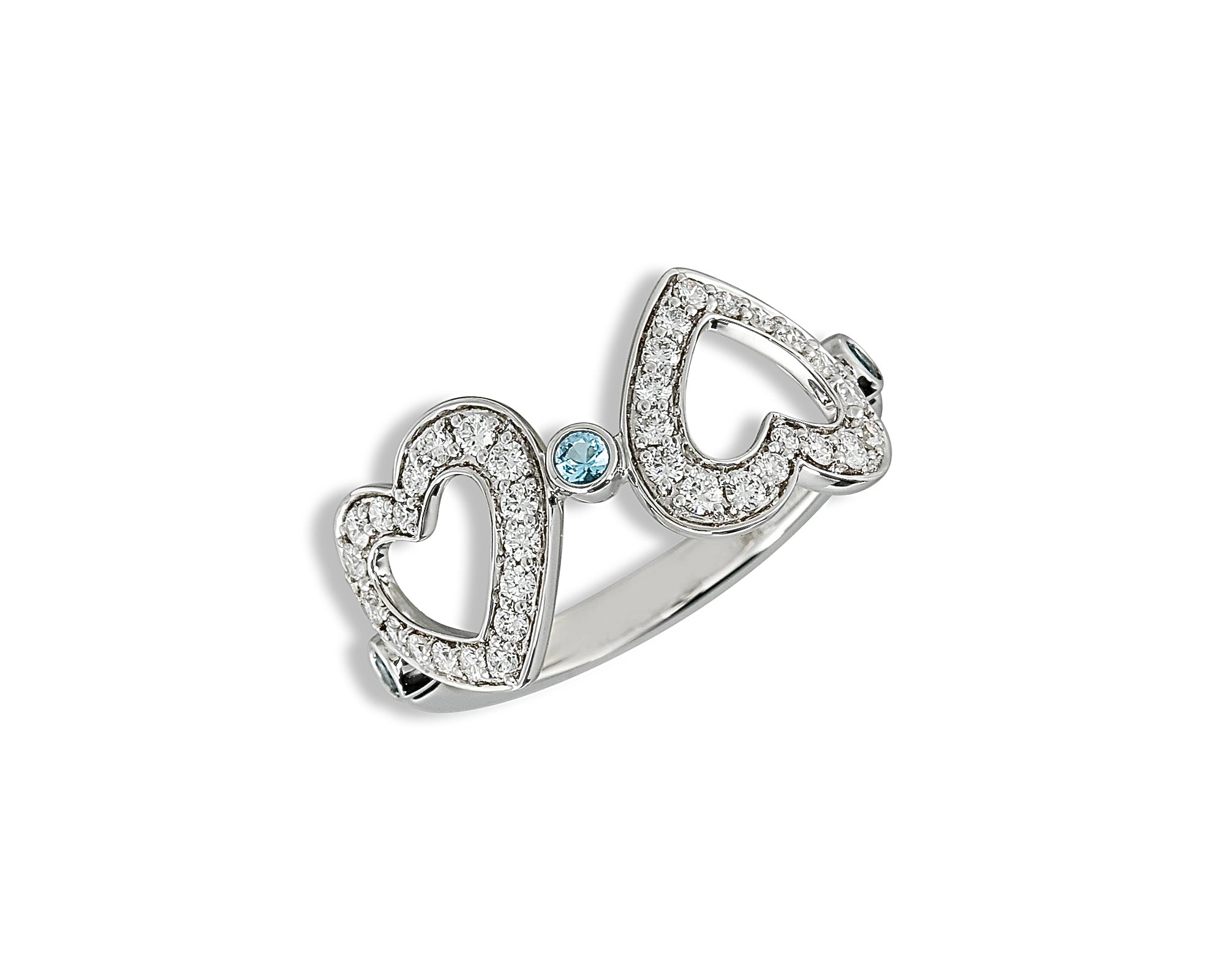 Diamond Topaz Polka Dot Heart Ring