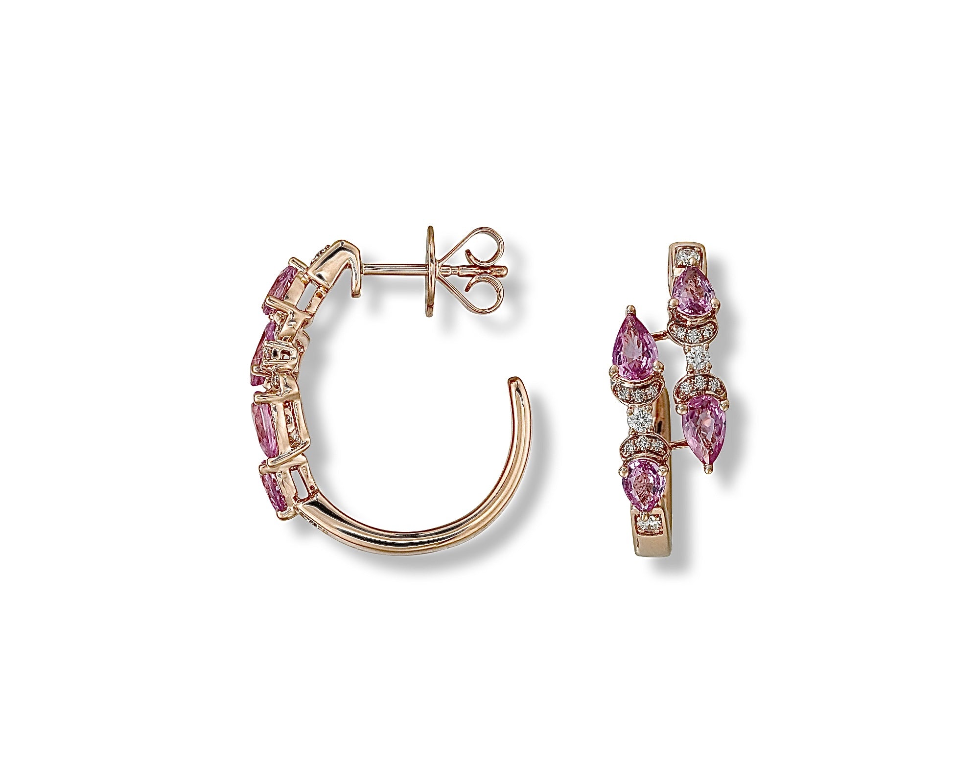 Pink Sapphire Dancing Butterfly Hoops