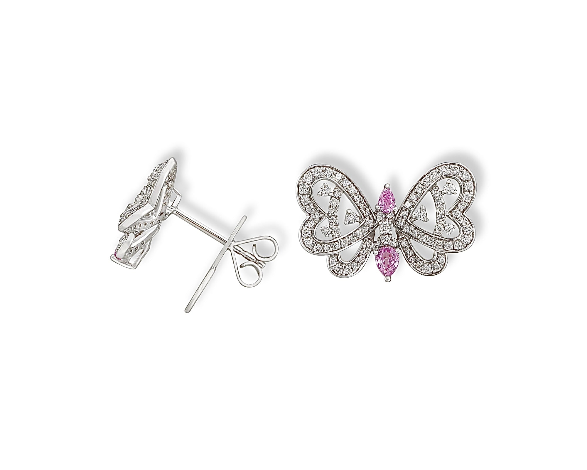 Pink Sapphire Butterfly Bloom Earring