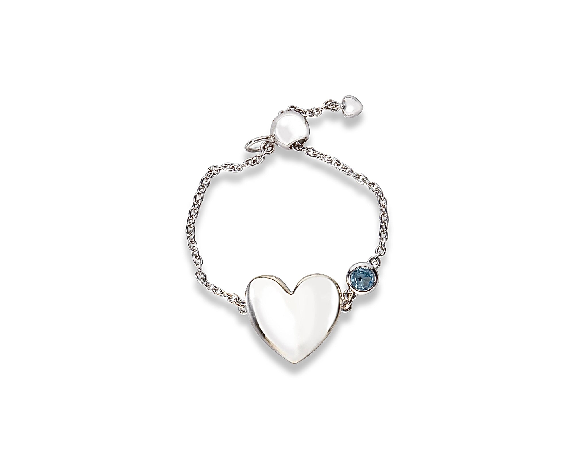 Blue Heart Chain Ring