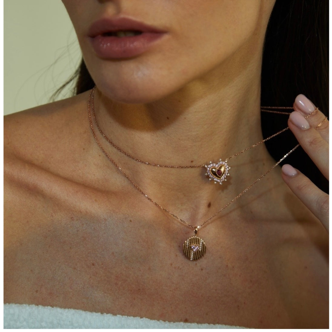 Textured Pink Heart Necklace