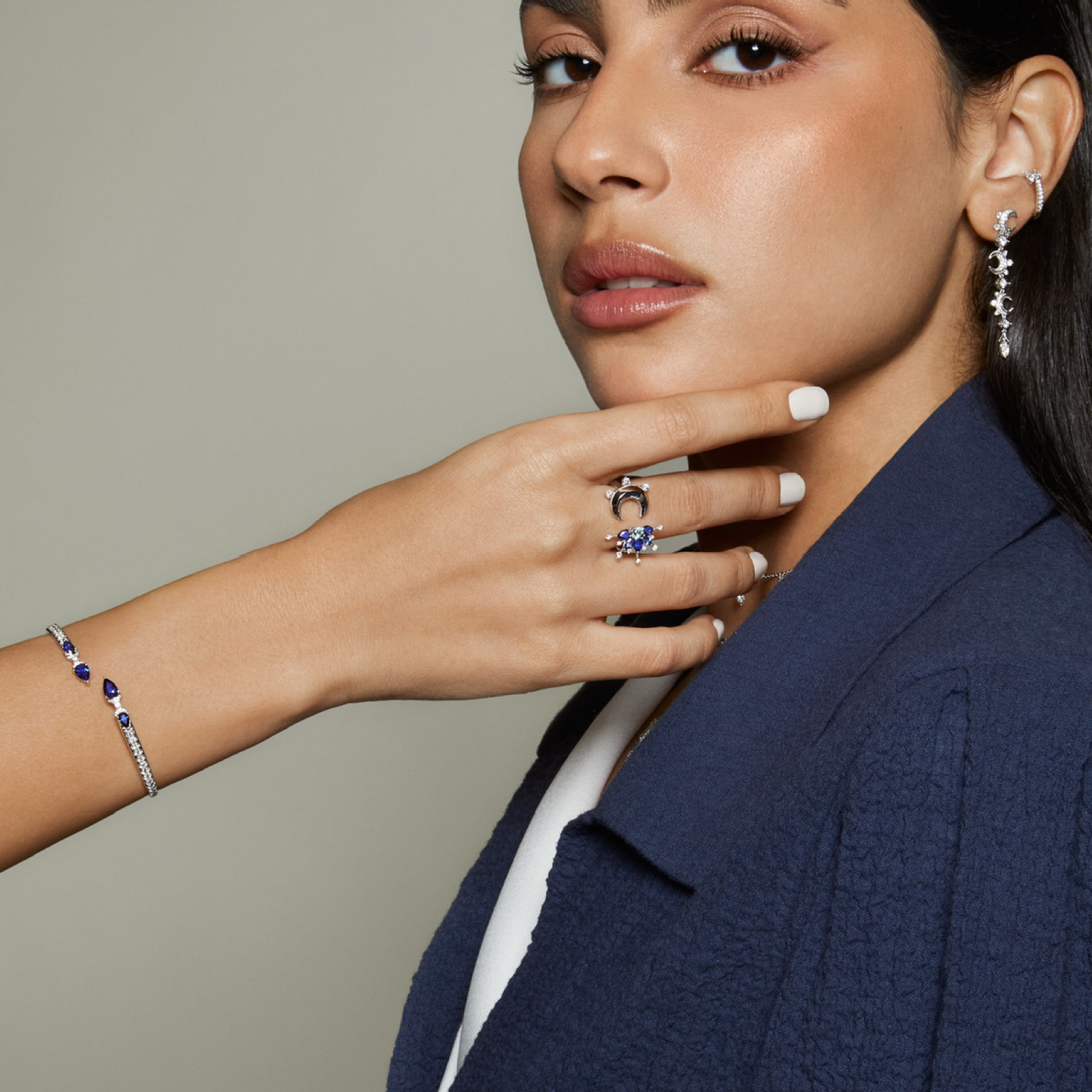 Blue Sapphire Butterfly Cross Bangle