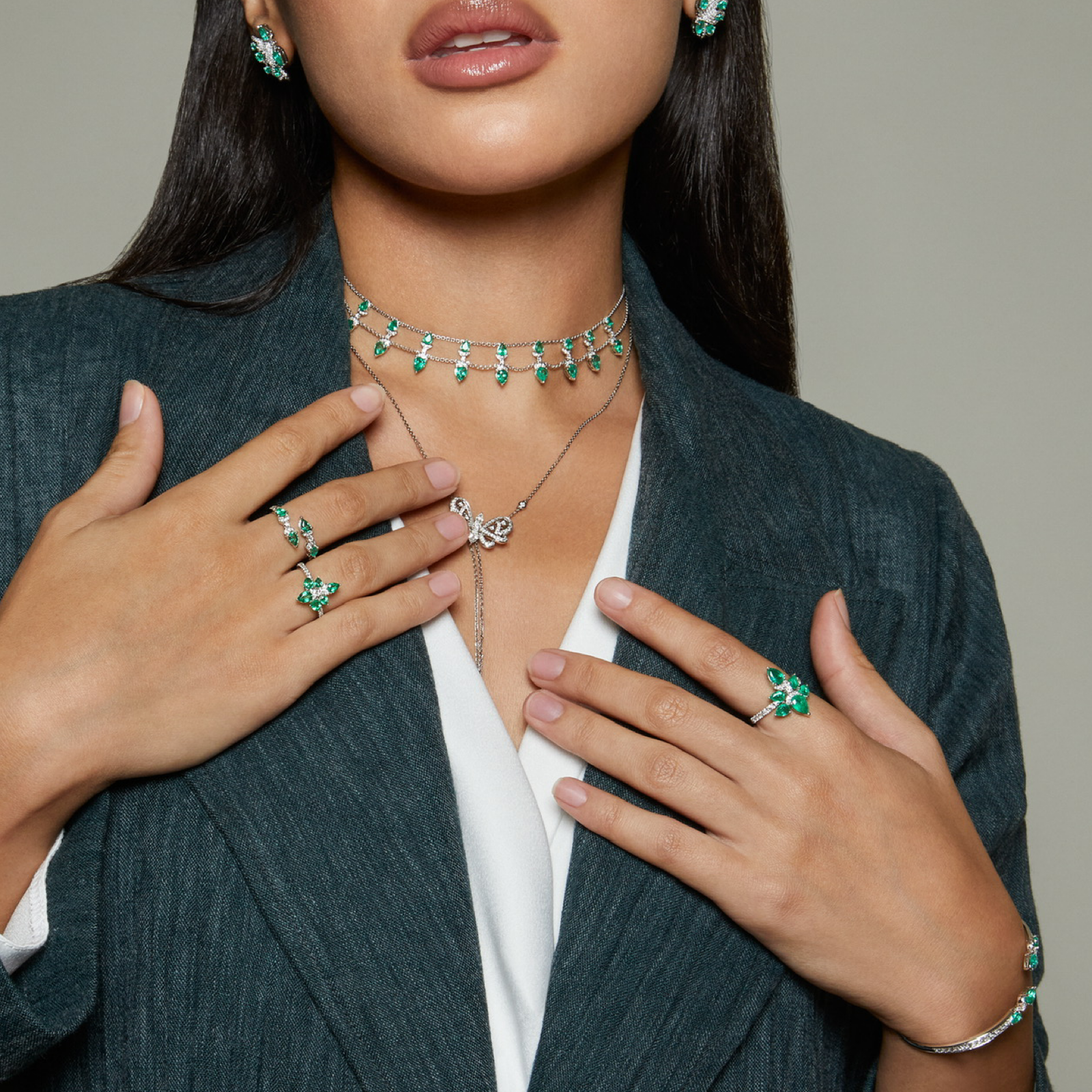 Emerald Butterfly Cross Bangle