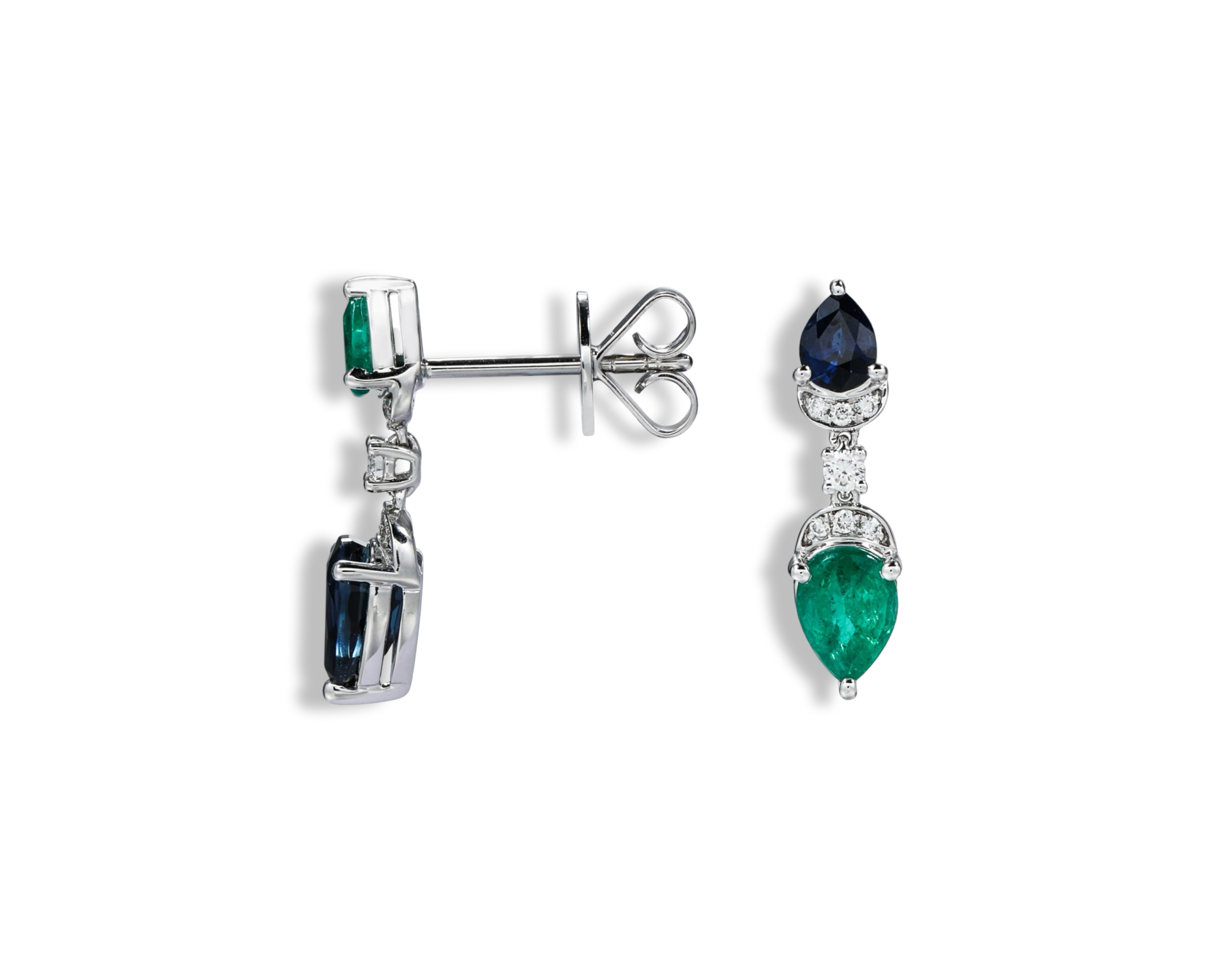 Dancing Butterflies (Blue Sapphire & Emerald) Earring