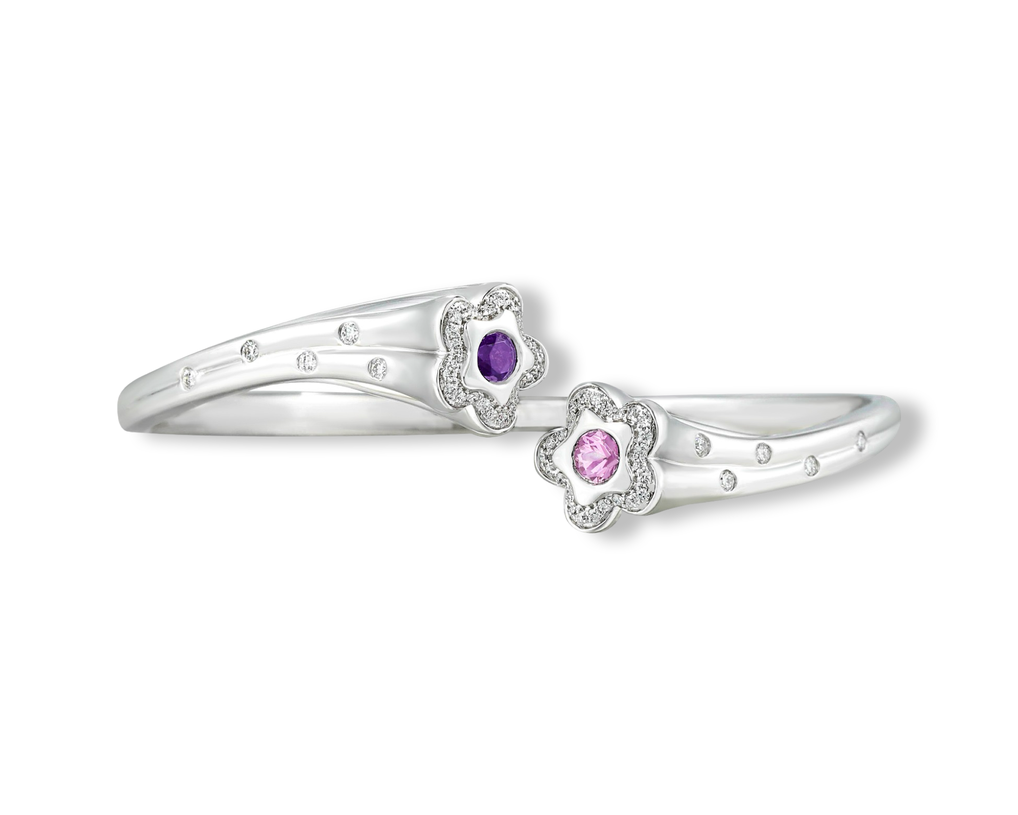 Love me or Love me not (Pink Sapphire & Amethyst) Bangle