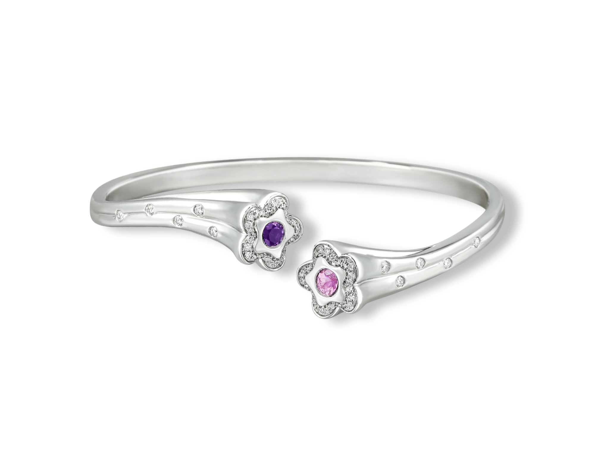 Love me or Love me not (Pink Sapphire & Amethyst) Bangle