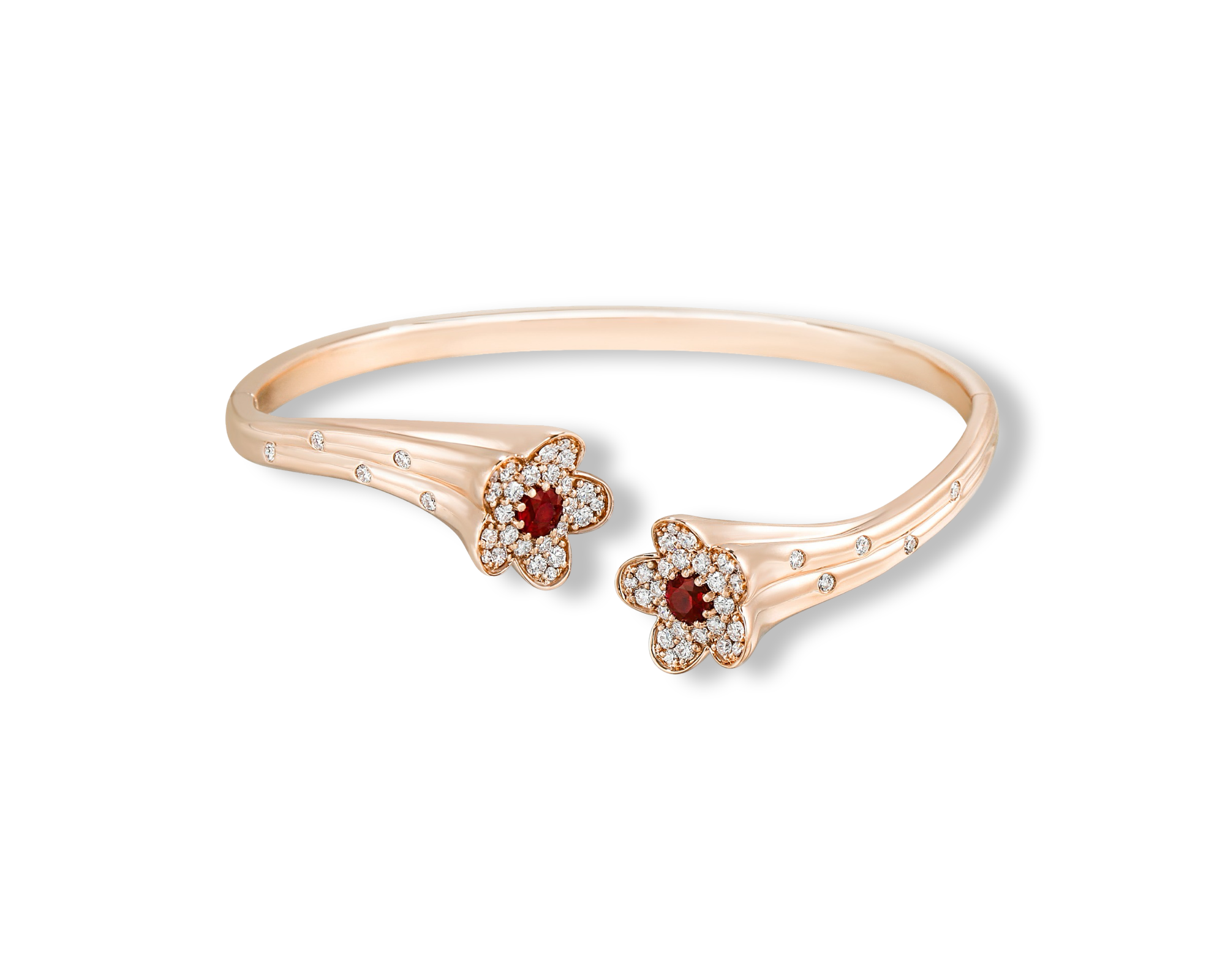 Ruby and Diamond Pretty Flower Bangle