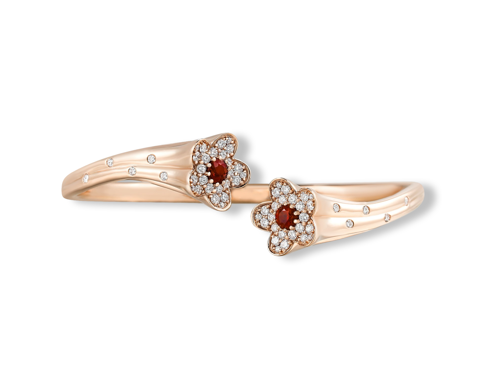 Ruby and Diamond Pretty Flower Bangle