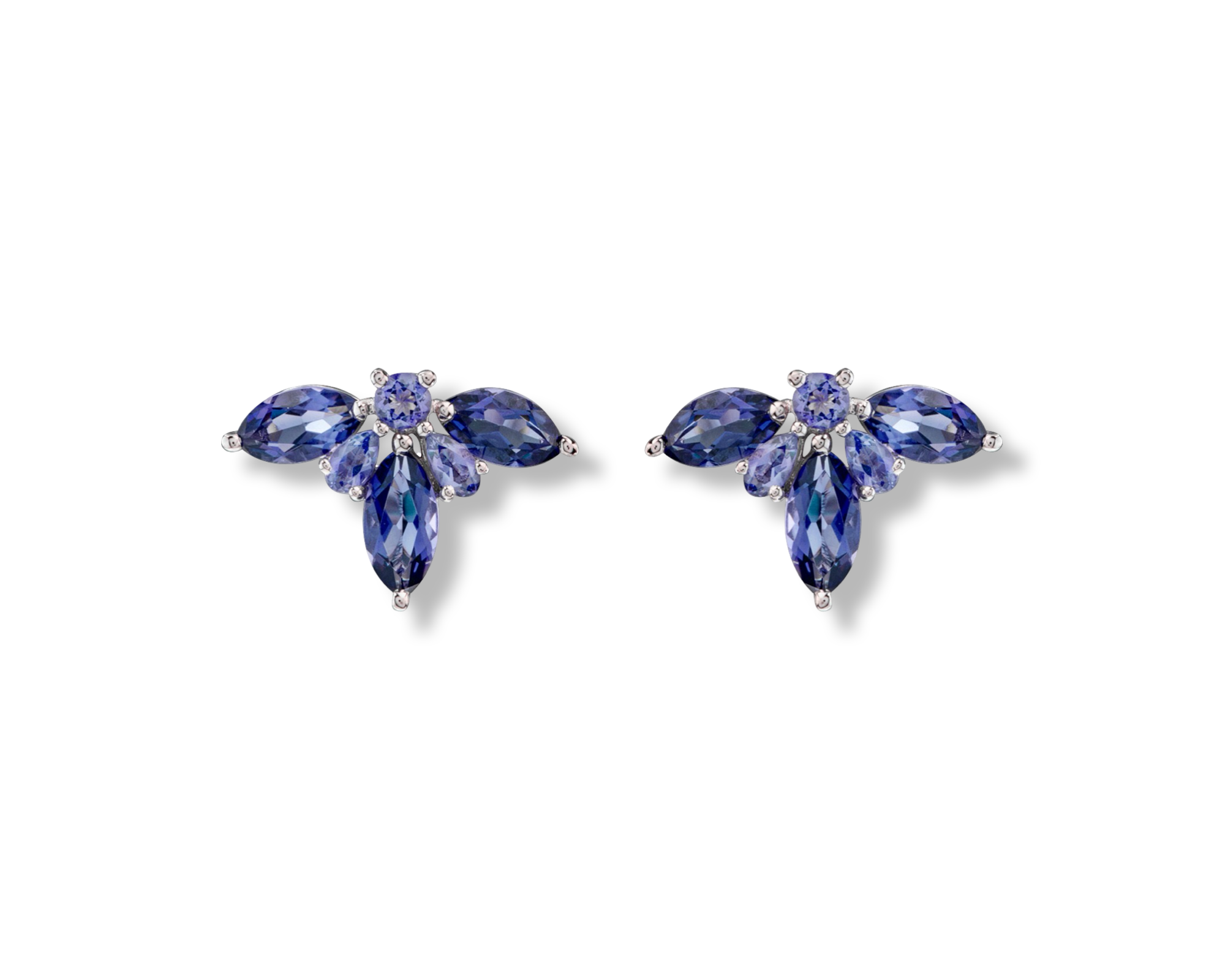 Tanzanite Half Flower Stud