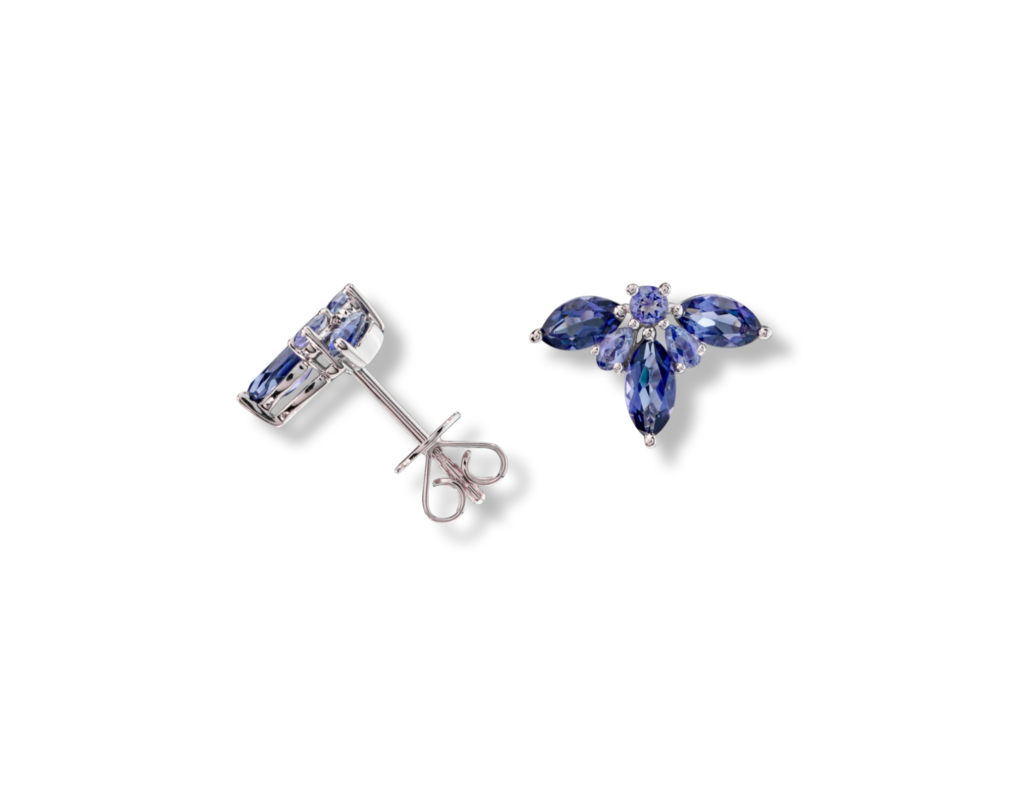 Tanzanite Half Flower Stud