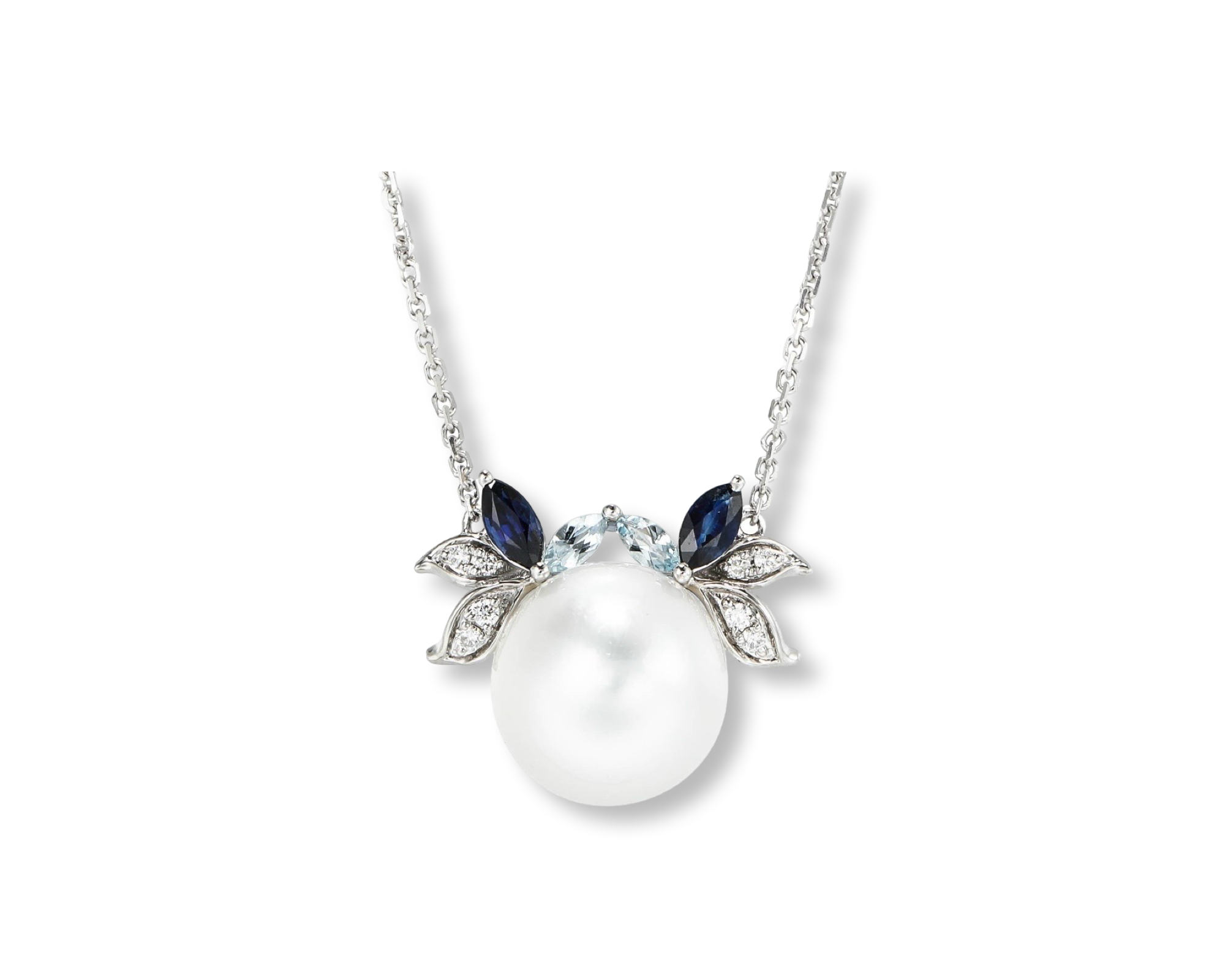 Pretty Aqua Pearl Gardenia Necklace