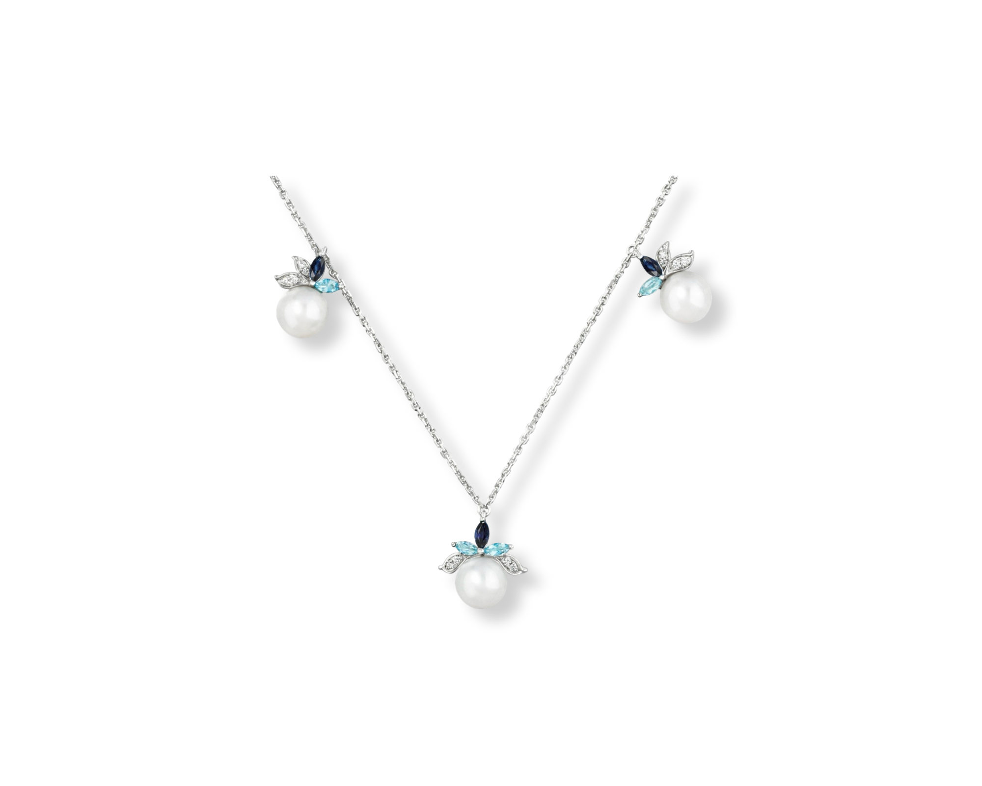 Pretty Aqua Pearl Gardenia Choker