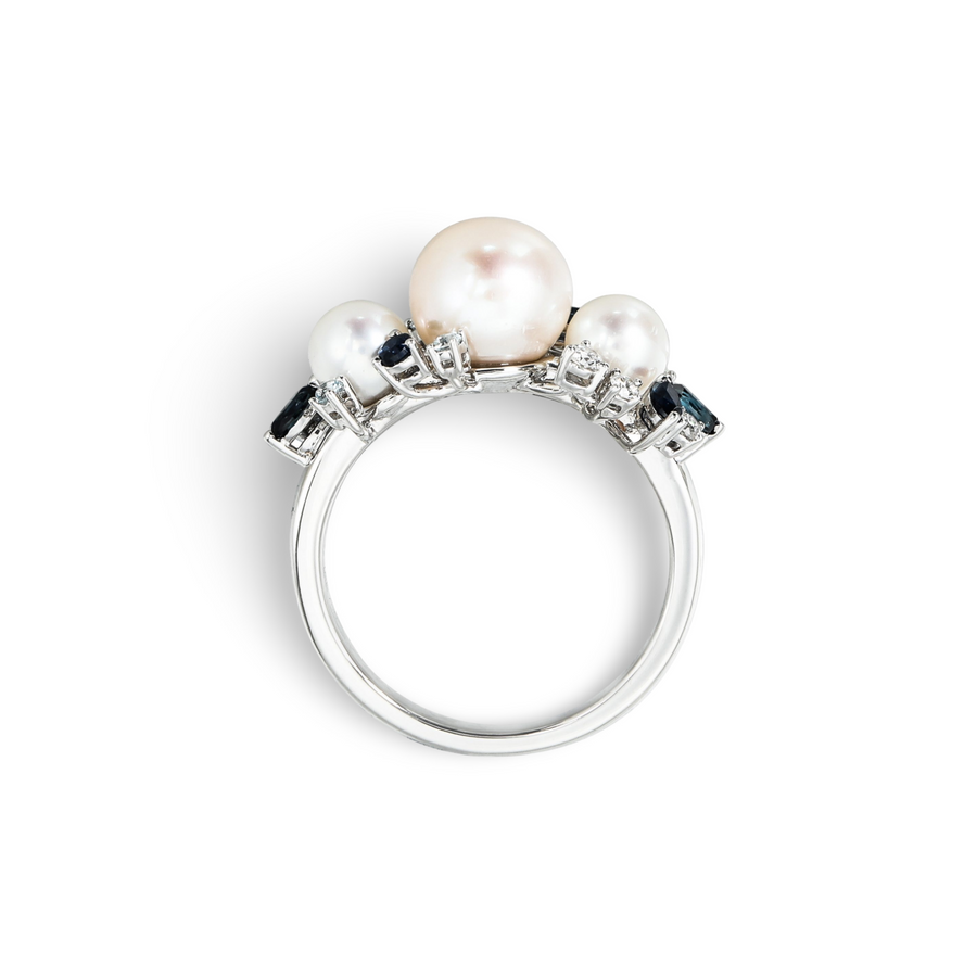 Diamond Pearl Aqua Gardenia Ring