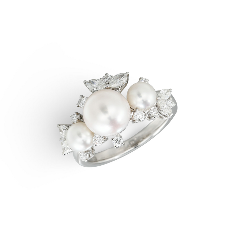 Diamond Pearl Gardenia Ring
