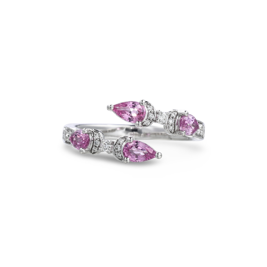 Butterfly Cross Pink Sapphire Ring