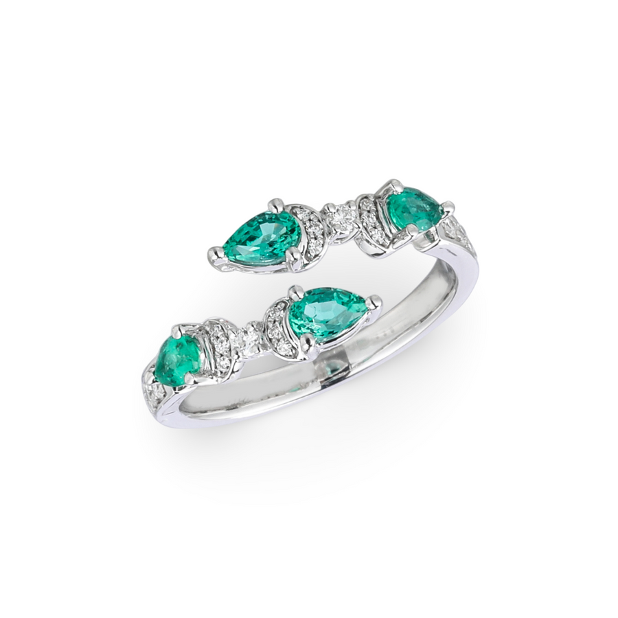 Butterfly Cross Emerald Ring
