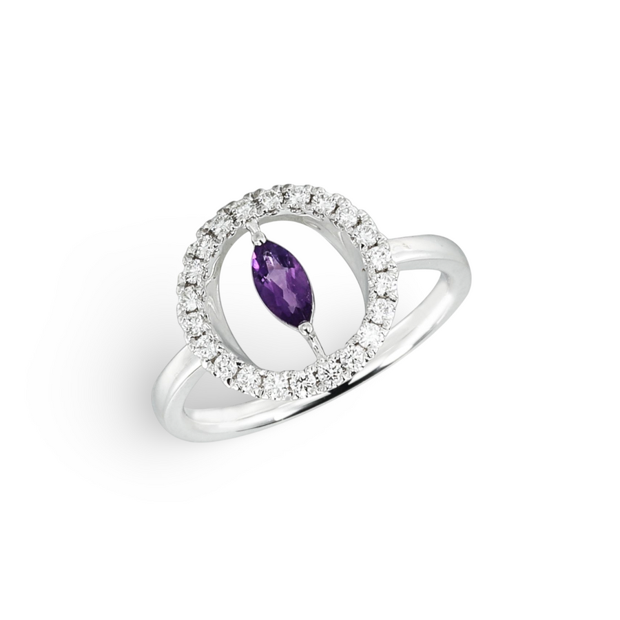 Pinky Amethyst Round Ring