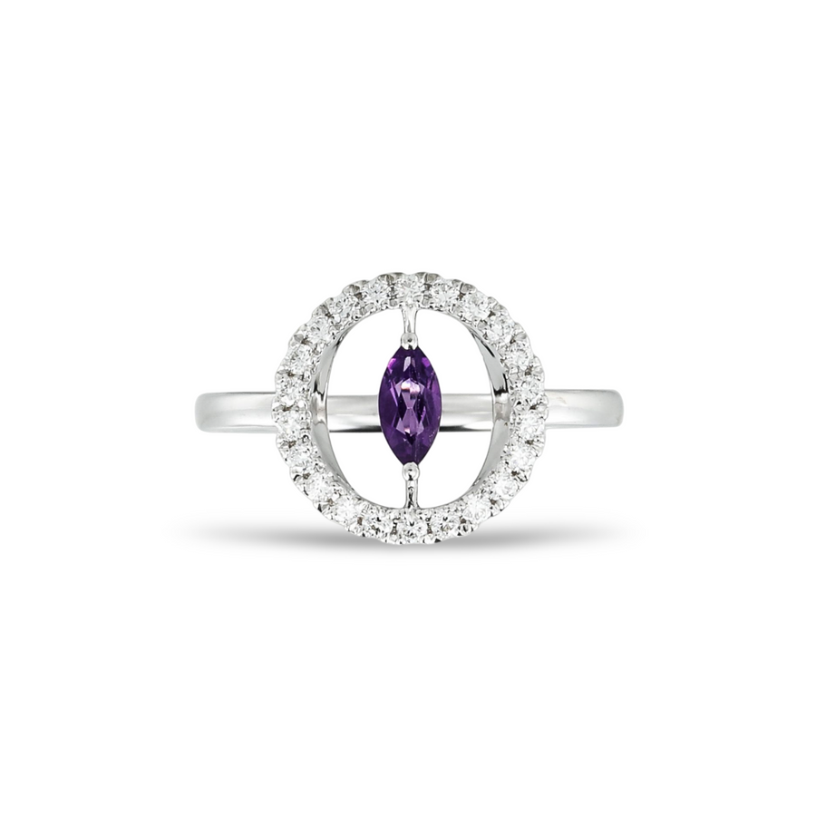Pinky Amethyst Round Ring