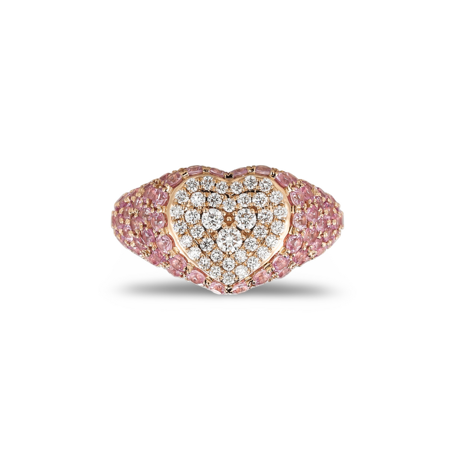 Pink Sapphire Diamond Pinky Ring