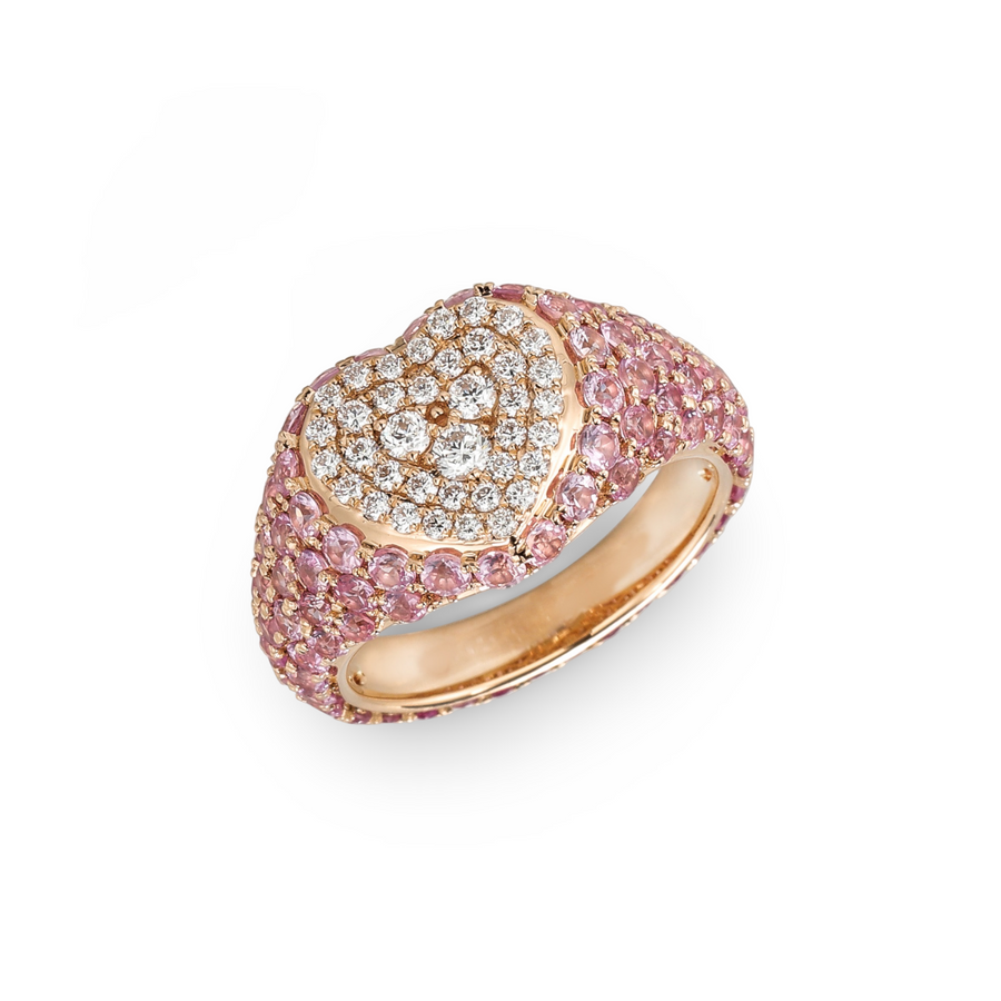 Pink Sapphire Diamond Pinky Ring