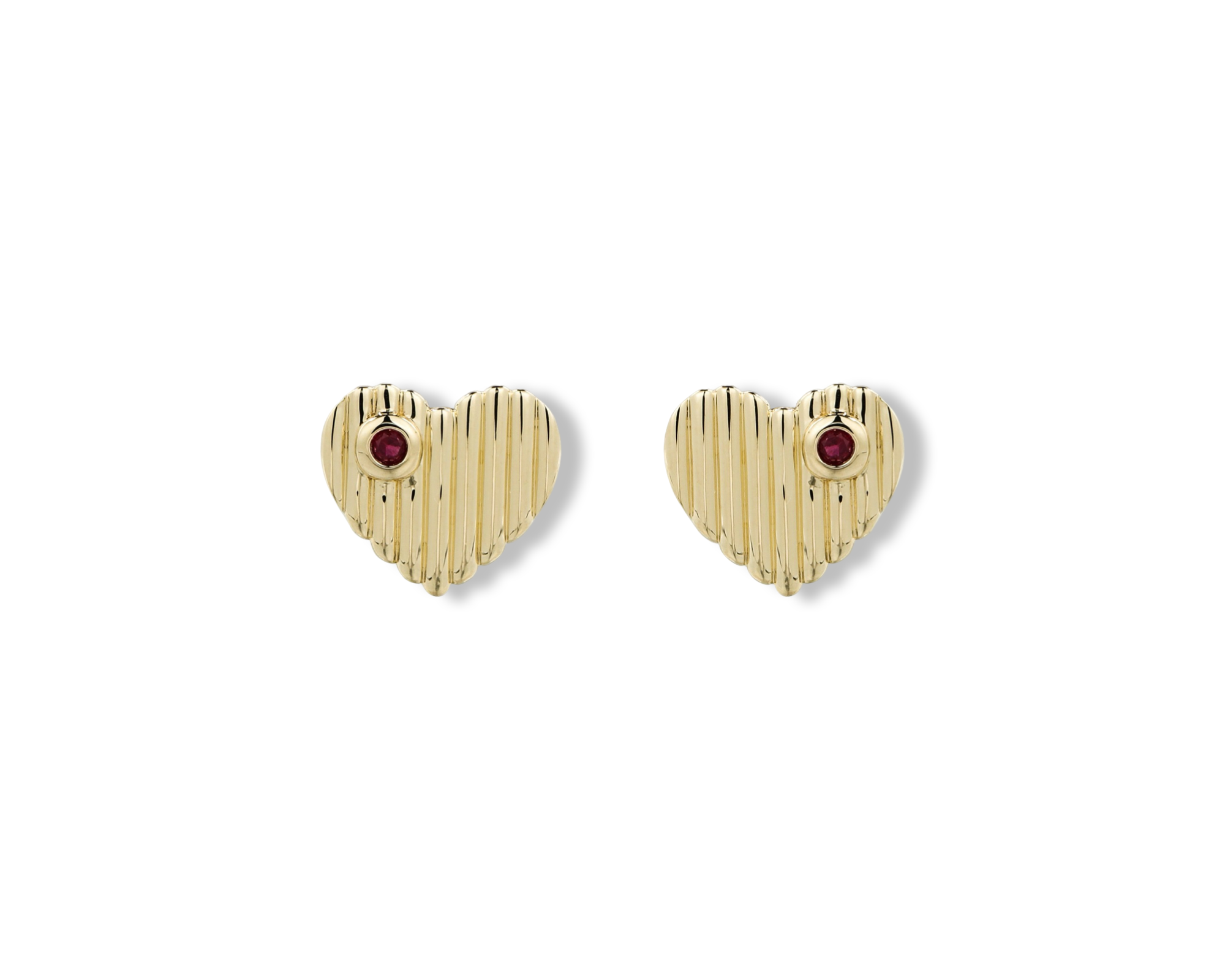 Ruby Heart Dot Stud