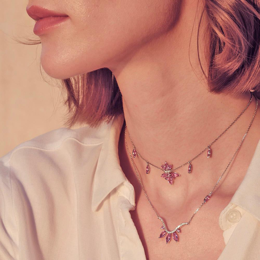 Pink Half Flower Necklace