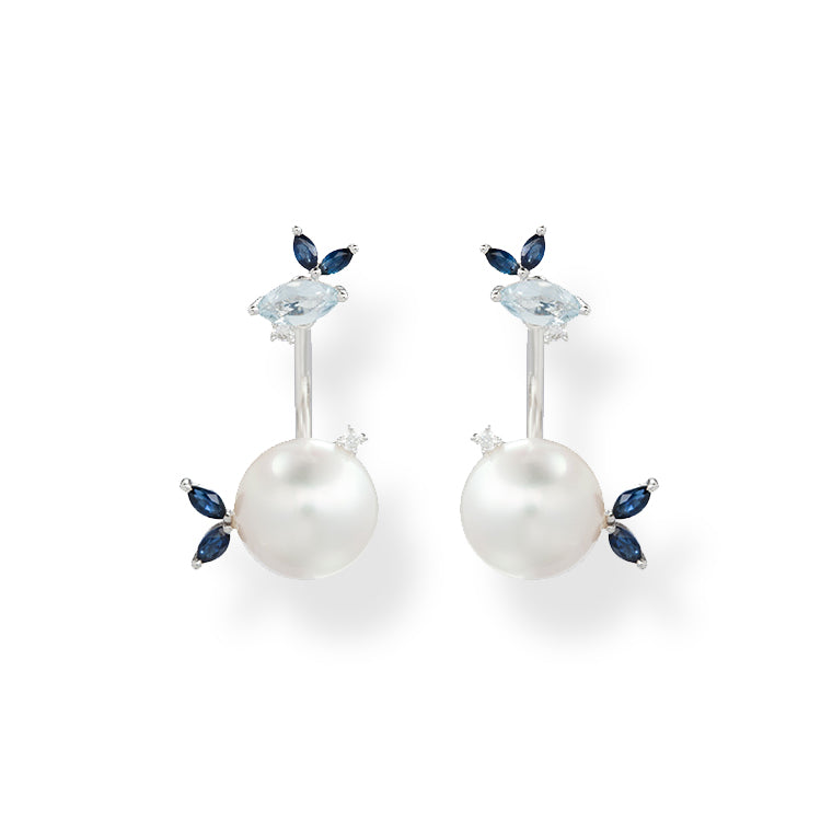 Aqua Pearl Gardenia Jacket earrings