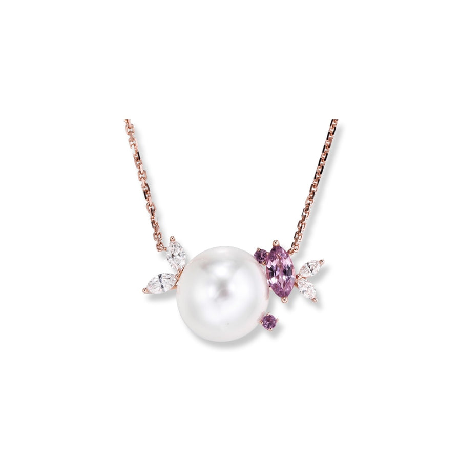 Pink Floral Pearl Gardenia necklace