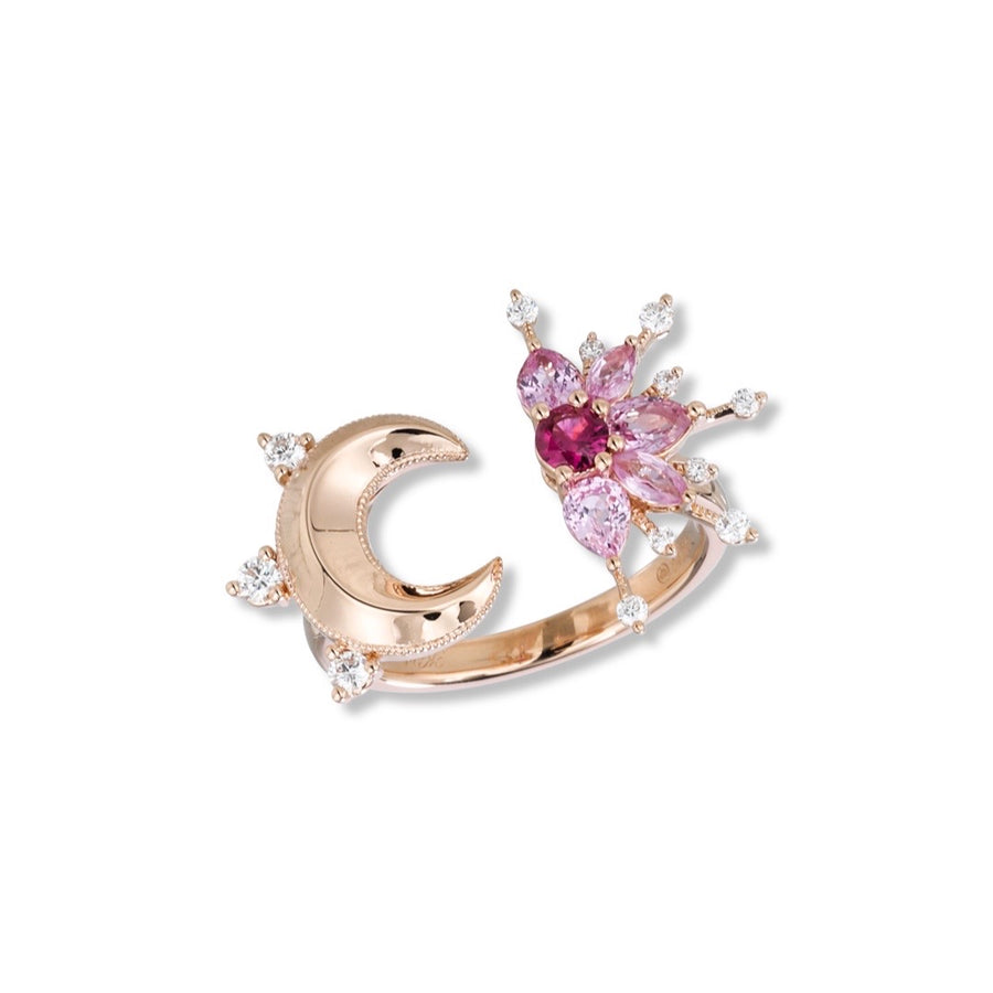 Pink Star and Moon Ring